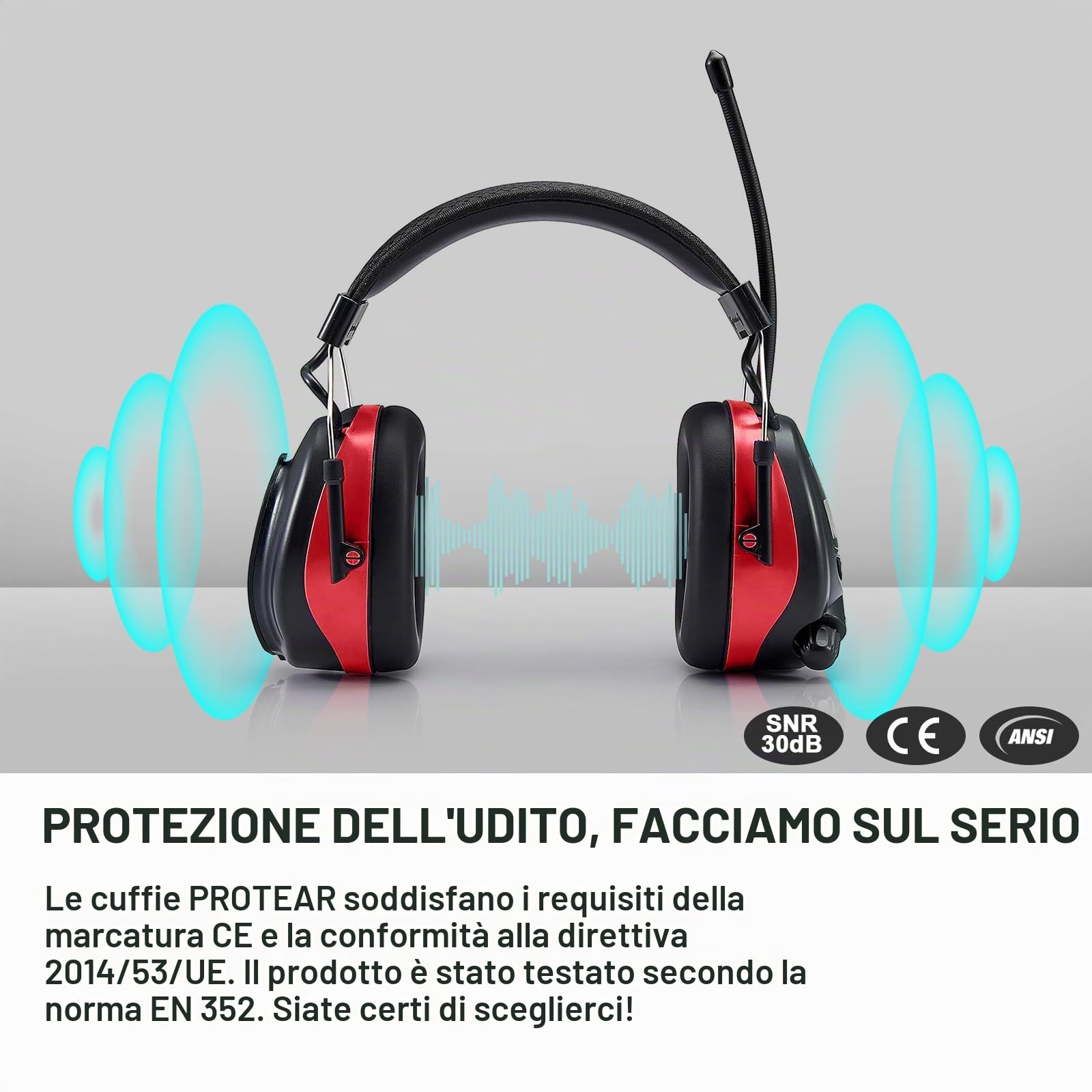 Cuffie Antirumore Bluetooth con radio FM/AM e microfono incorporato, Cuffie protettive contro il rumore perfette per Falciare, Segare, Officina, SNR 30dB