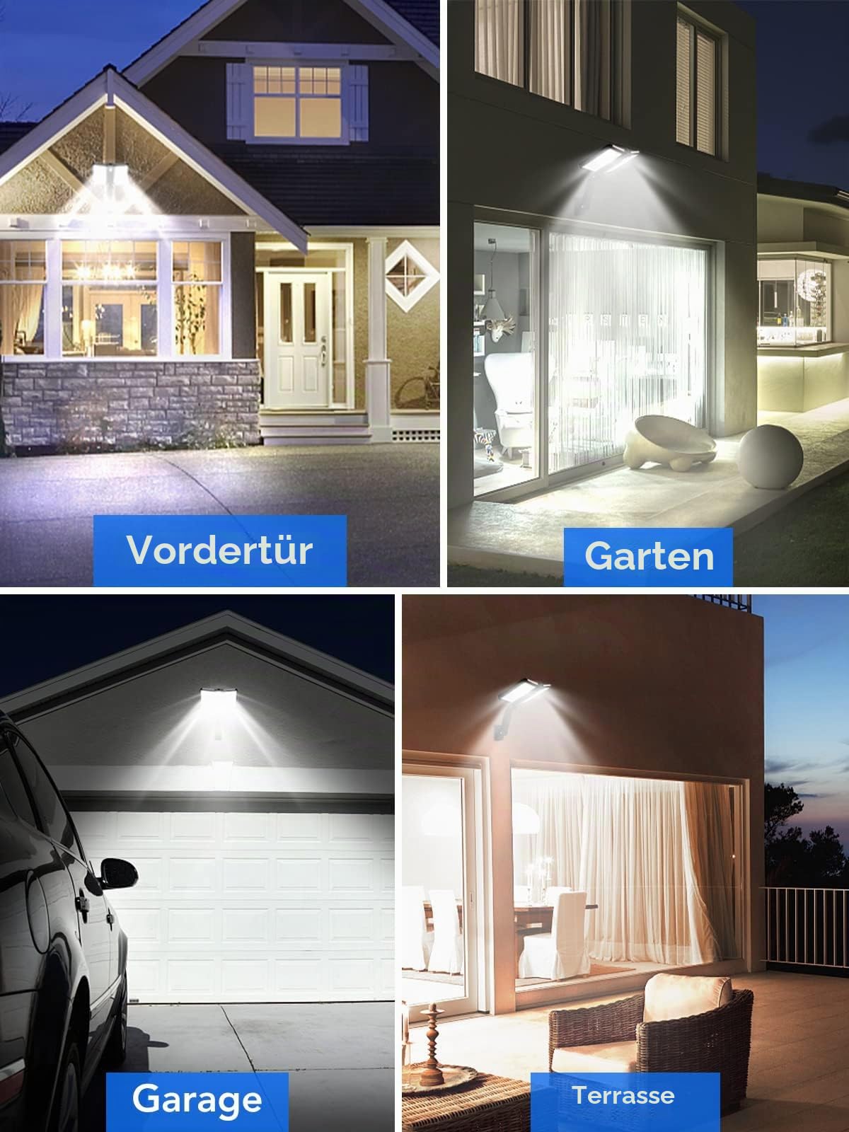 Moman Solarleuchten für Außen, 218 LED Strahler mit Bewegungsmelder Außen 5 Modi 4400mAh IP65 Wasserdicht 2Pcs Solarlampe mit Fernbedinuntg für Garten,Solarlampen-Außen-Bewegungsmelder-LED-Strahler