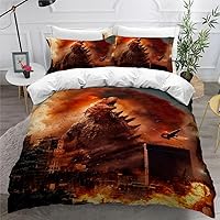 Vista 22 de Juego de funda de edredón para niños, tamaño individual, dinosaurio, funda de edredón 3D en negro y blanco para hombres, de microfibra, 1 pieza