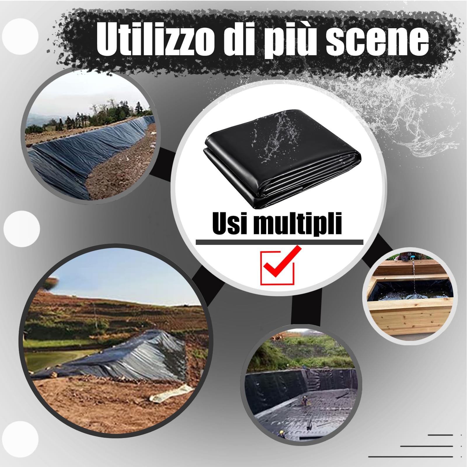 Telo Laghetto, Rivestimento per laghetto, Telo per Laghetto per Laghetti, Rivestimento per Laghetto Resistente, Fodera per Laghetto Flessibile per Piscina Giardino per Laghetti(3×4m)