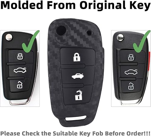 Miniatura 7 de iSaddle Funda de llavero con patrón de fibra de carbono para Chrysler 300 Dodge Ram Charger Challenger Dart Durango Journey Jeep Grand Cherokee