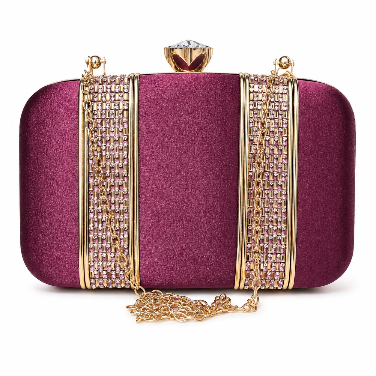 Premium Wine Maroon Royal Gemstone Handbag-image-20