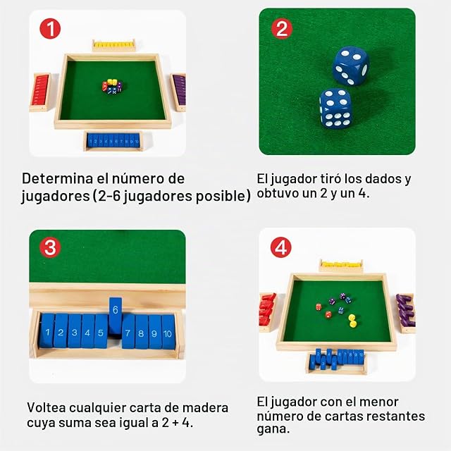 Foto 2 de 6 de IZDUDO Shut The Box Game 6 Jugadores, Juego de Mesa de Madera