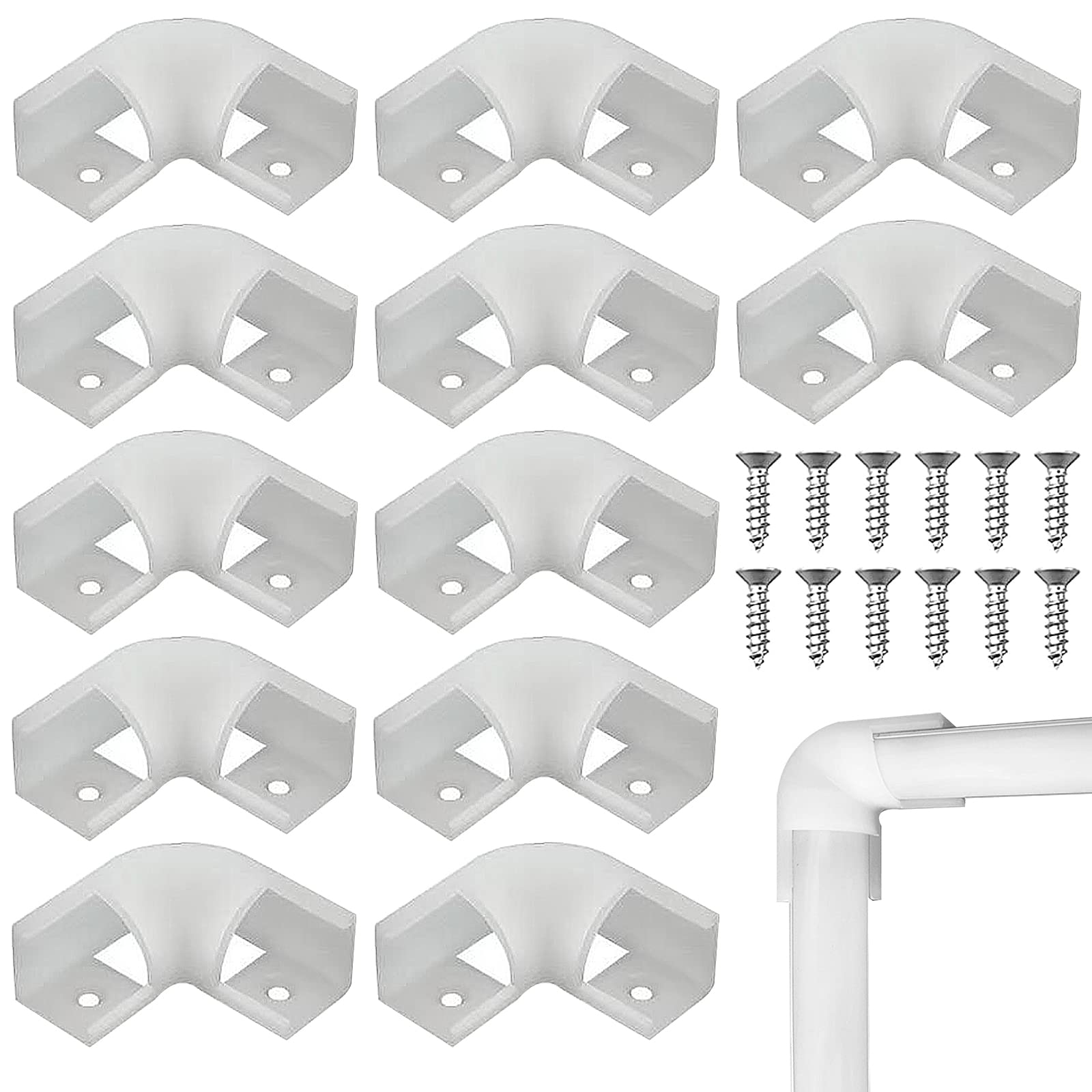 YUNYAN 90 Degree LED Profile Corner Connector, 12 Pieces, White, Plastic, Indoor, LED, V-Shape, 16.16 mm, Not Water Resistant, 5000K, LED Connector