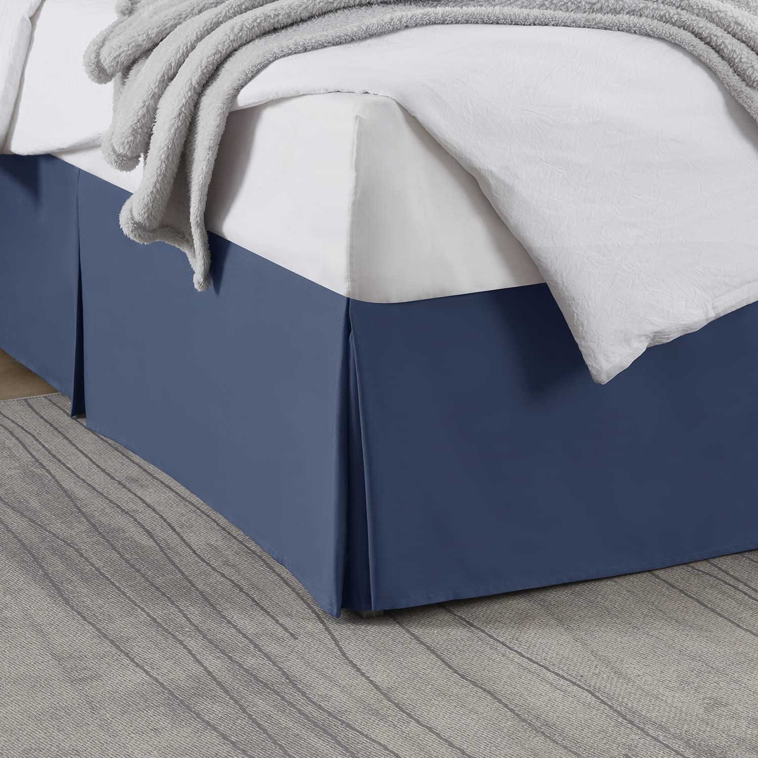 Nestl Navy Blue Twin Bed Skirt - Twin Size Bed Skirt 14 Inch Drop - Brushed Microfiber Bed Skirts - Hotel Quality Pleated Bed Skirt - Shrinkage &amp; Fade Resistant