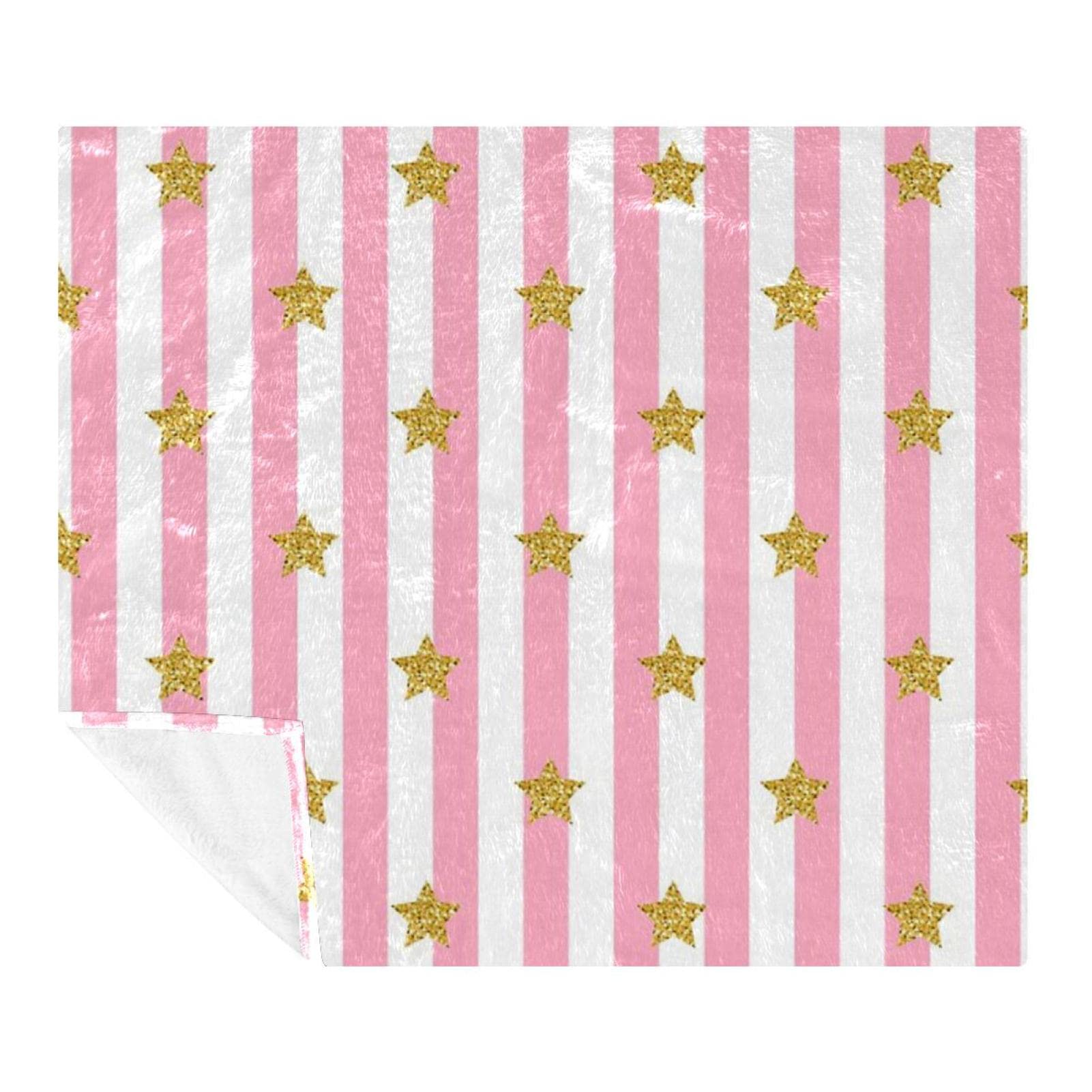 Couverture polaire rose et dorée à étoiles, idée cadeau confort pour lit
