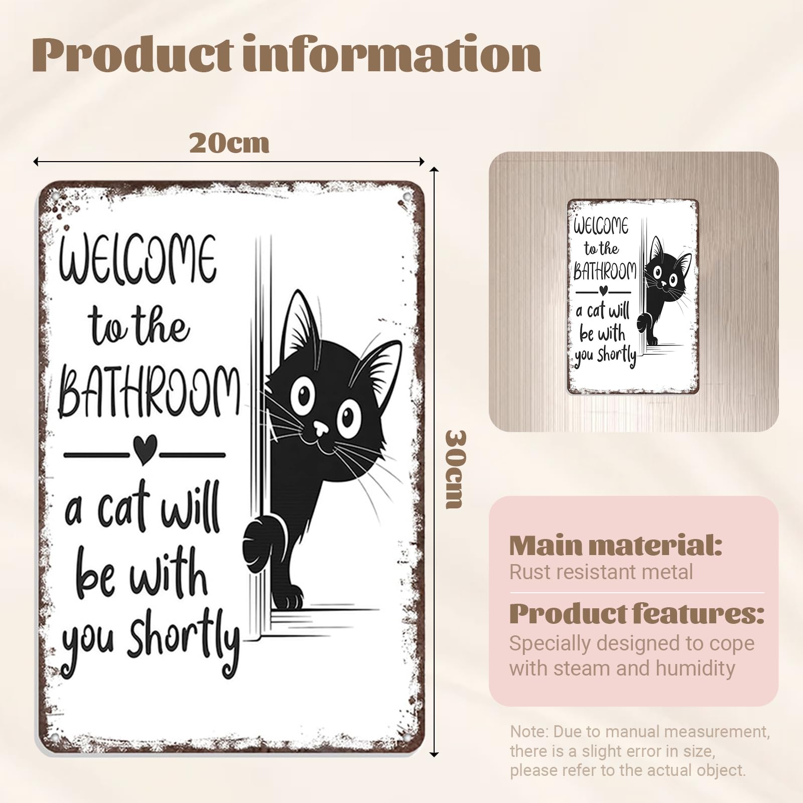 Targa In Metallo Vintage Per Bagno 20x30 Cm – Gatto Bengala Con Sapone E Schiuma, Poster Retrò Per Parete, Regalo Divertente - 2