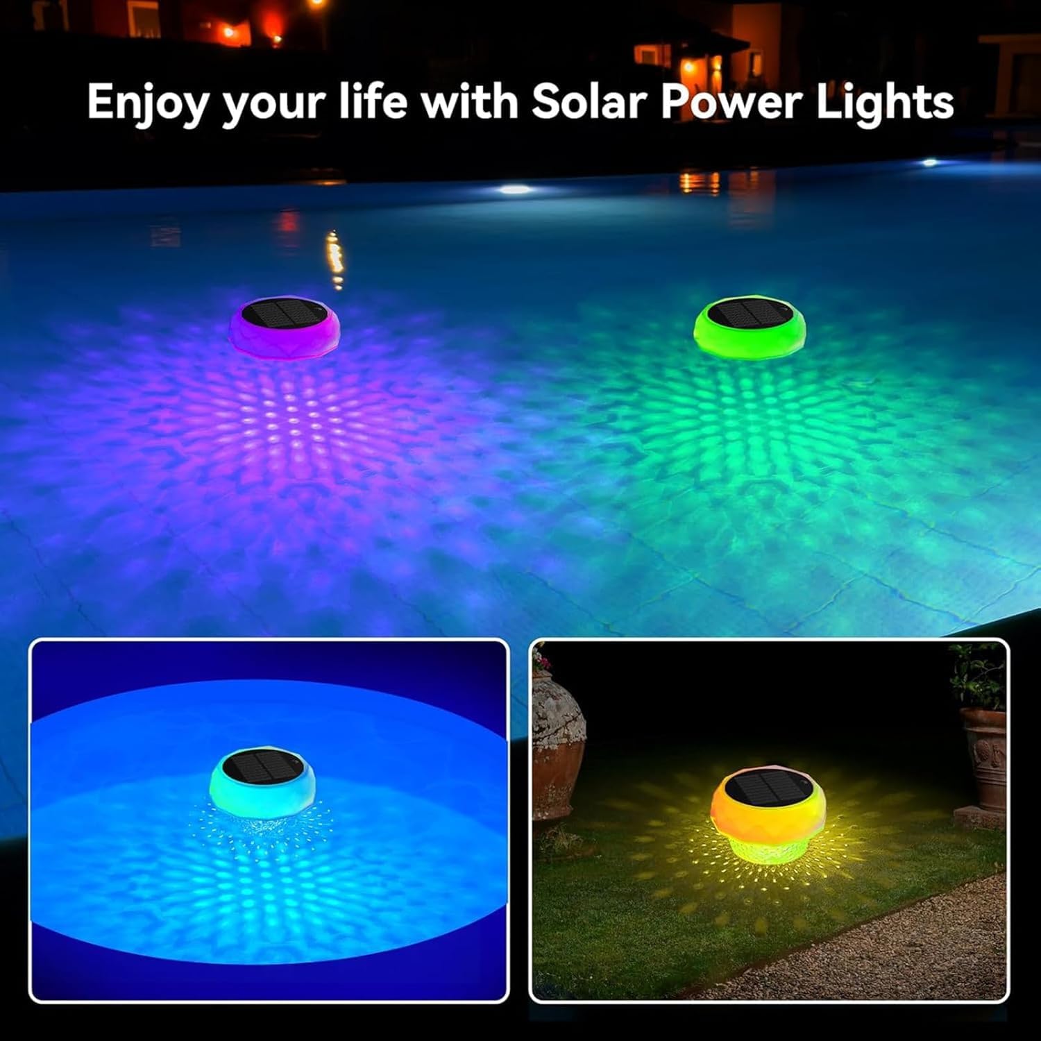 yowin Poolbeleuchtung Solar, LED Pool Licht Schwimmend mit Fernbedienung, Timer, 3 Modi, IP68 Wasserdicht Pool Lichter Unterwasser Solar für Whirlpool Teichs SPA Garten Balkon Außen Deko