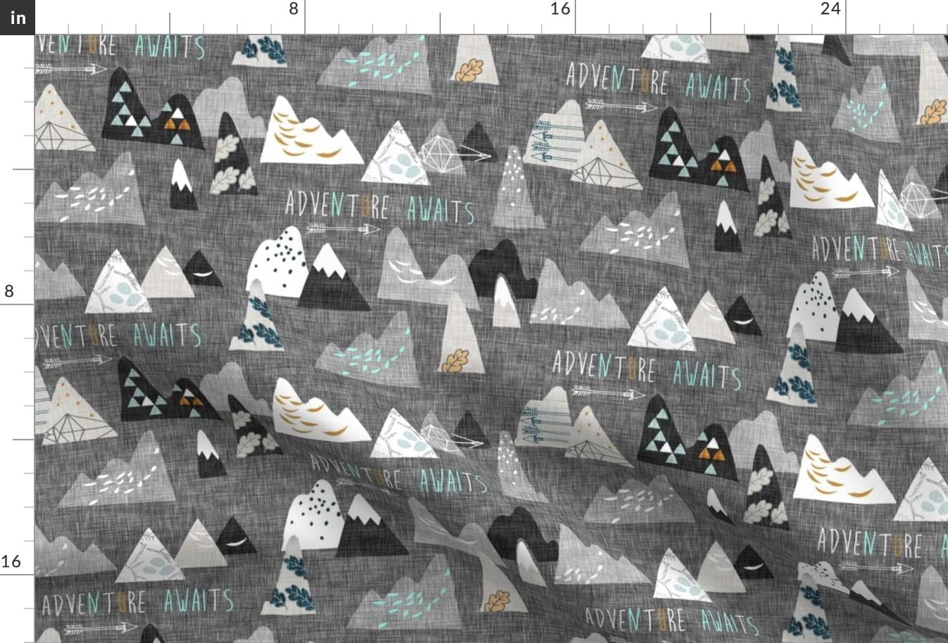 Spoonflower Fabric - Mountain, Adventure, Charcoal Gray, Rustic, Explore, Boy, Boho, Modern Printed on Minky Fabric by The Yard - Sewing Baby Blankets Quilt Backing Plush