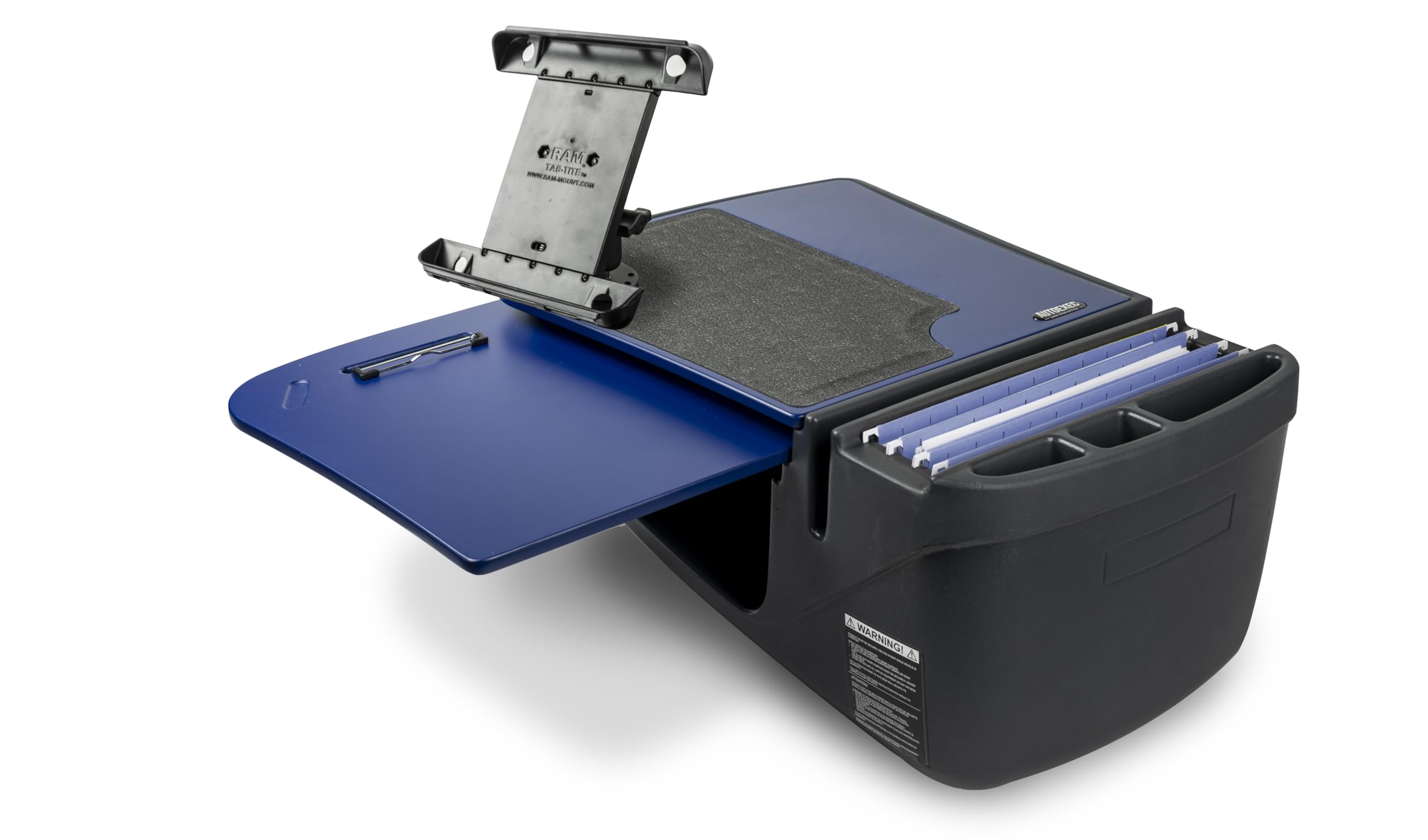 Bureau de voiture AutoExec GripMaster bleu avec support tablette pour poste de travail mobile