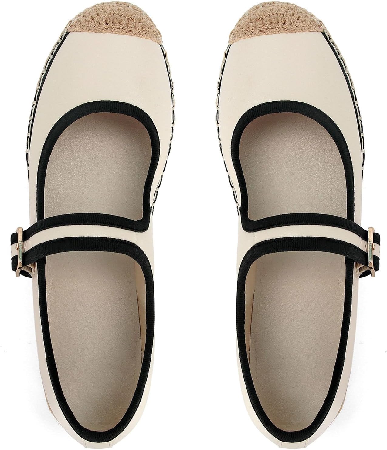 Platform Mary Jane Flats for Women Mesh Comfort Woven Raffia Espadrilles Flats Summer Dressy Buckle Strap Ballerina Flats - Image 6