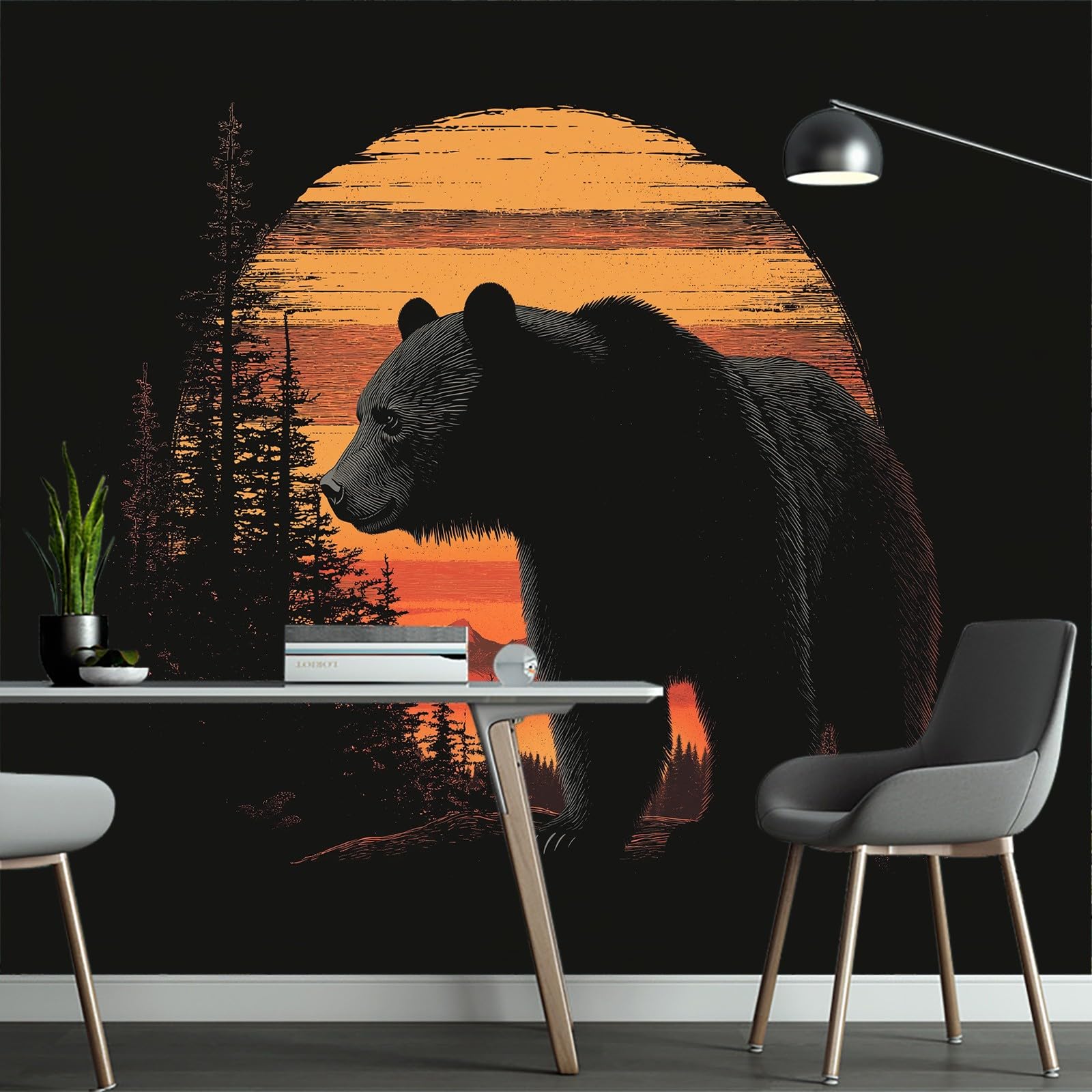 Tapeta ścienna z motywem zwierzęcym czarnym niedźwiedziem, tapeta ze zdjęciem, motyw zwierzęcy, czarny miś, tapeta ścienna, 350 x 256 cm (szer. x wys.), dekoracja ścienna, tapeta ścienna, dekoracja