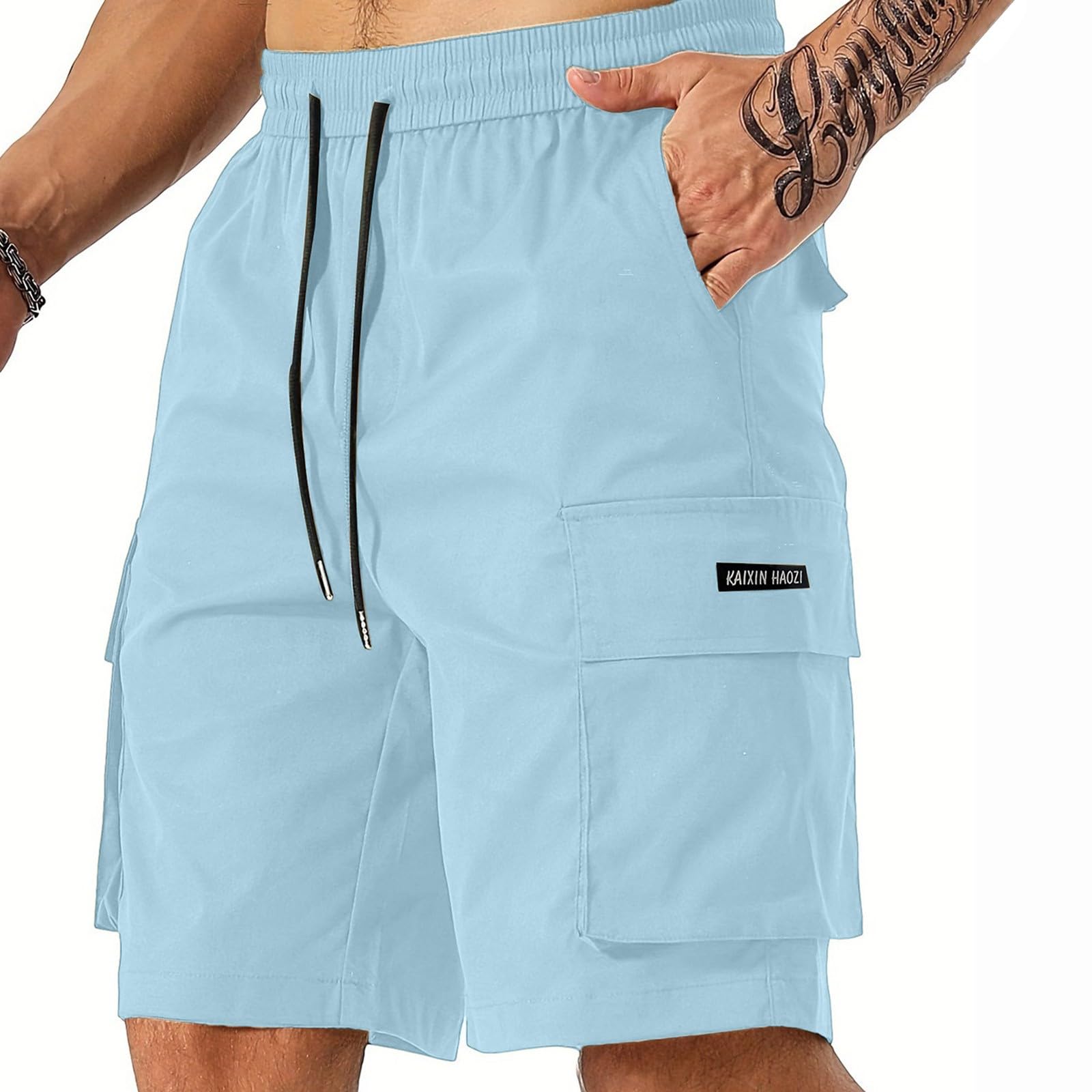 Cargo Shorts for Men Drawstring Elastic Waist Baggy Chino Shorts with Pockets Lightweight Summer Work Short Casual Big and Tall Tactical Waterproof Sweat Short SweatShorts Men Bermudas para Hombres