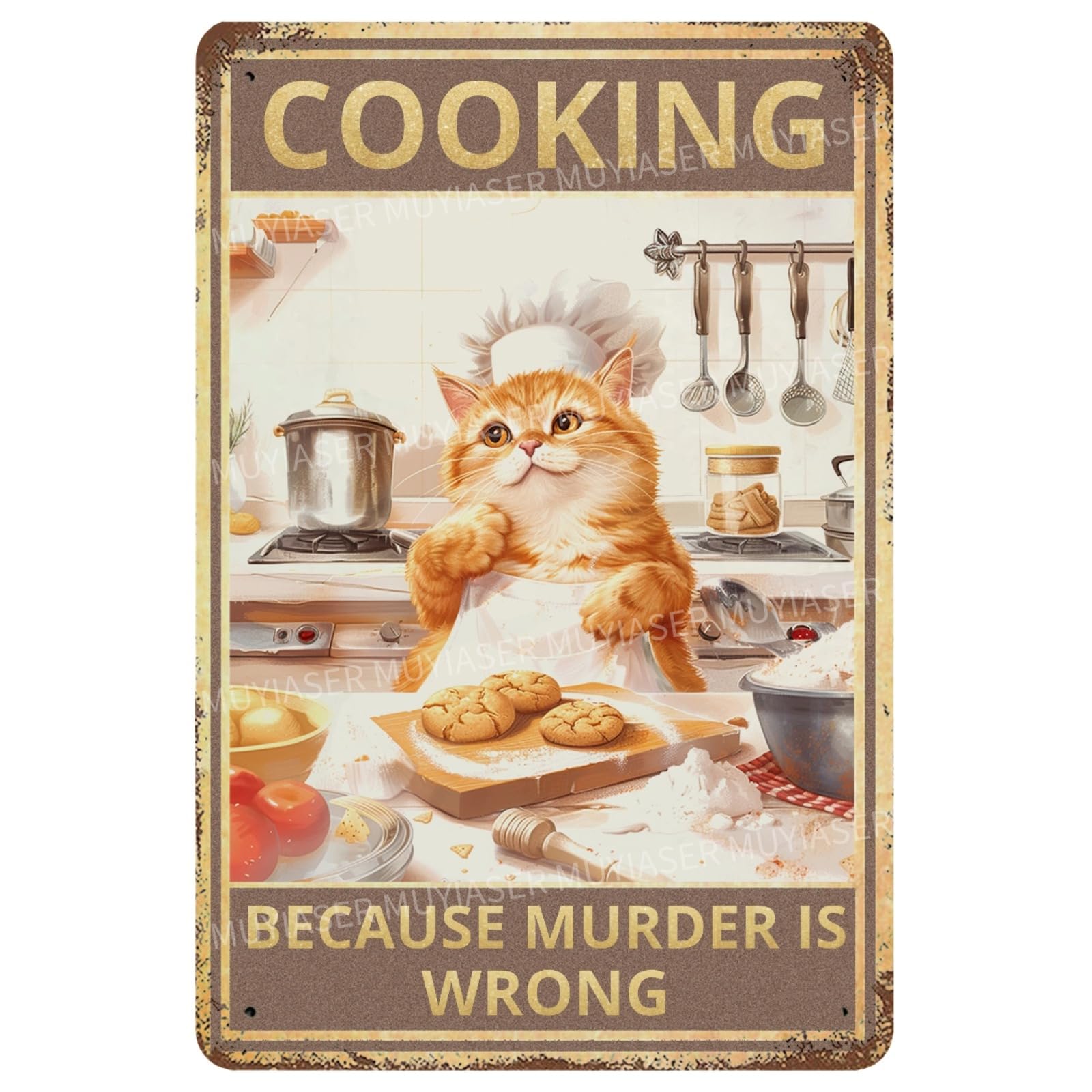 Metal Signs Cooking Because Murder Is Wrong Vintage Signs Retro Aluminum Tin Sign for Toilet Washroom Garden Home Bar Cafe Decor 8x12 Inch