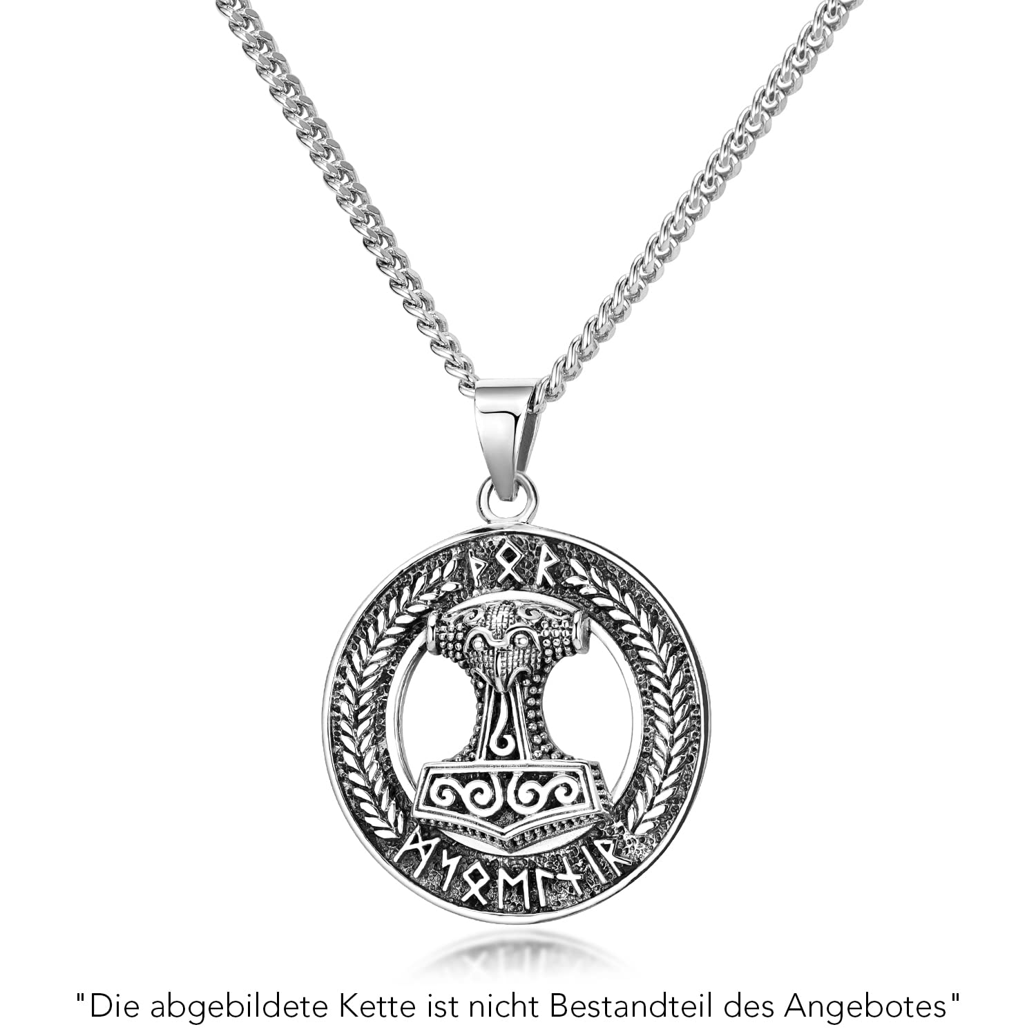 MATERIA by Matthias Wagner Thors Hammer Anhänger Silber 925 Kettenanhänger Herren Wikinger rund KA-135