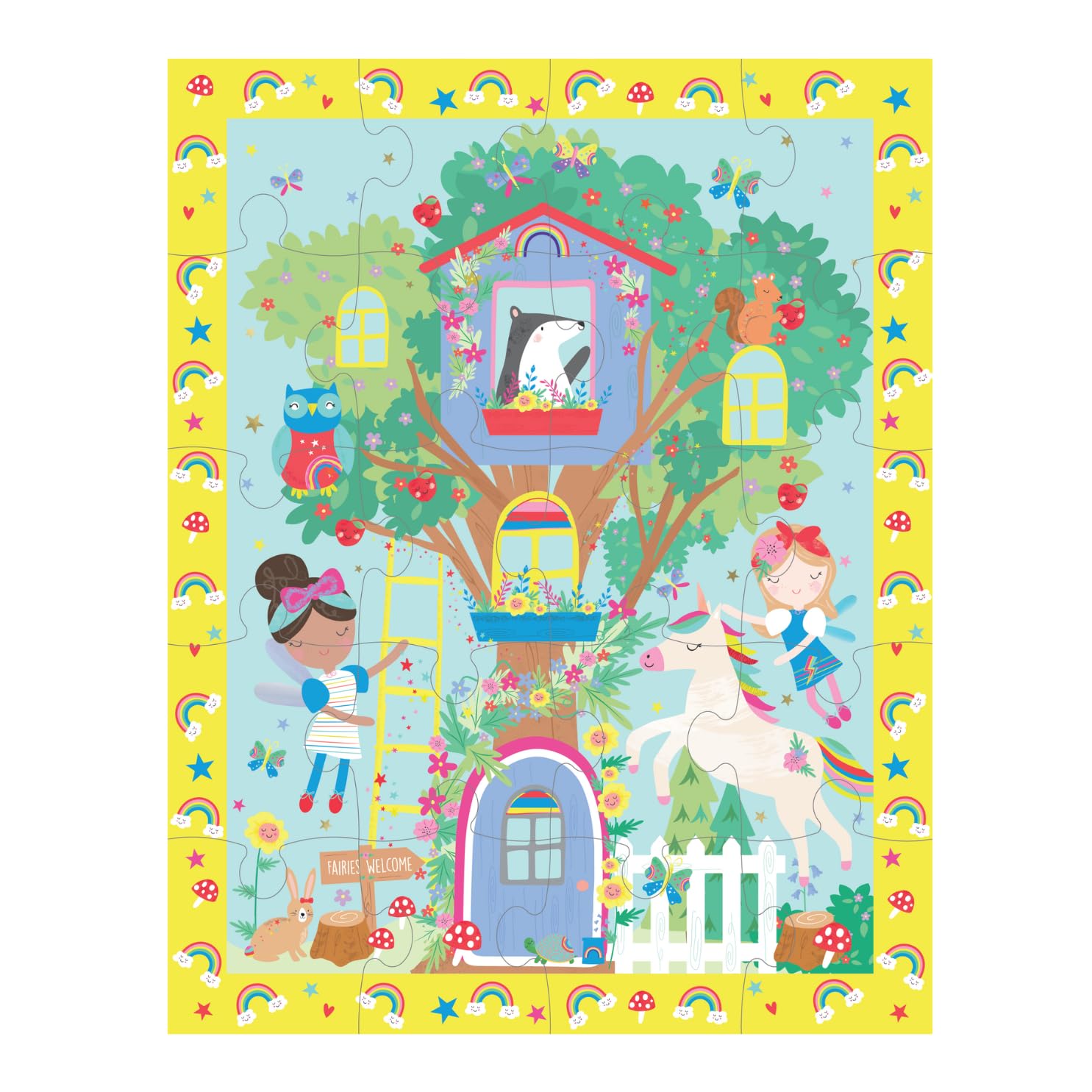 Floss & Rock - Rainbow Fairy Magnetic Multiplay - 4 giochi in 1, include 4 penne cancellabili a secco, 20 pezzi di puzzle, pezzi di gioco magnetici e sezione scarabocchiare - Età 3+