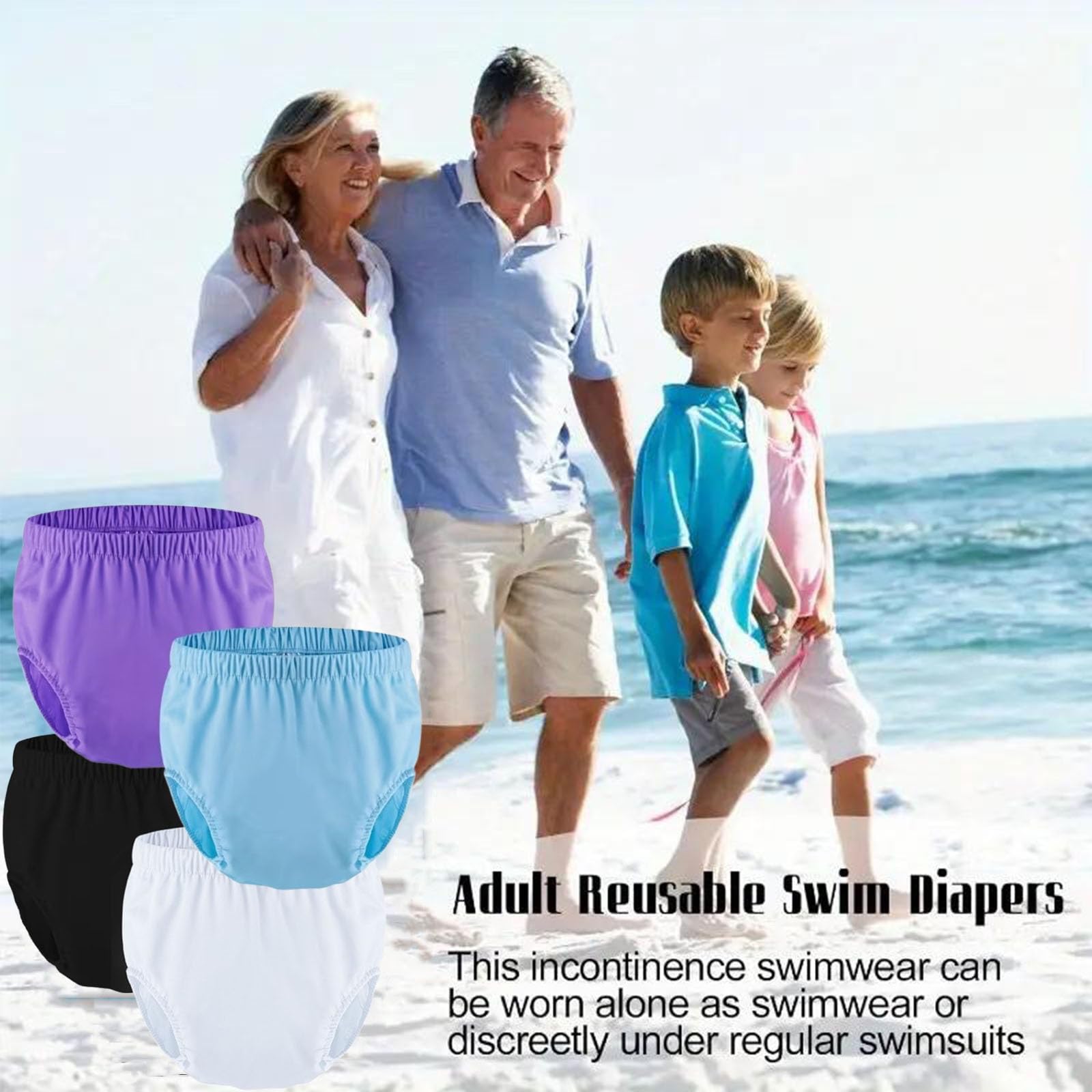 Lot de 3 Culottes en Plastique pour Incontinence Pantalons en Plastique Imperméables et Lavables Couvre-Sous-Vêtements Anti-Fuites étanches pour Adulte(Purple+Gray+White,X-Large)