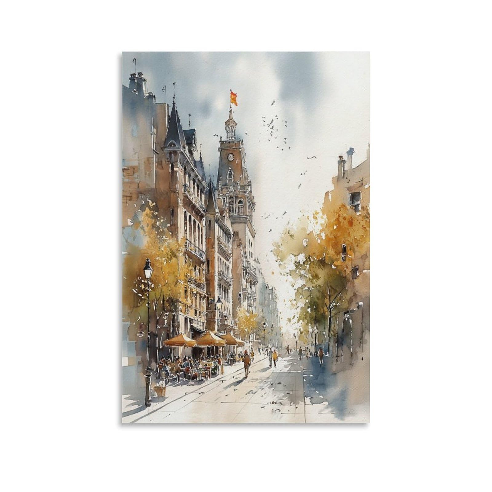 XWYMXZ Montreal Quebec 20x30inch(50x75cm) Vintage Travel Poster Watercolor Canvas Art