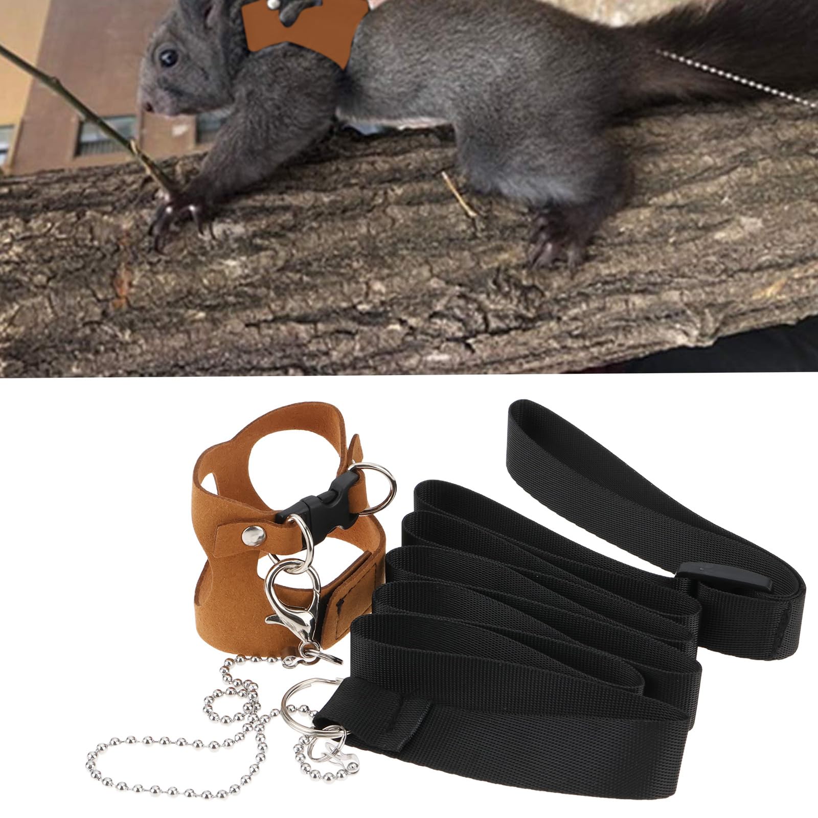 Ensemble Harnais Et Laisse Réglable pour Petits Animaux 3 Pièces pour écureuils Gerbilles Chinchillas Rats Marron S/M/L