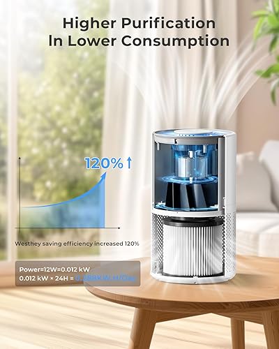 Miniatura 7 de Purificadores de aire para el hogar, habitación grande de hasta 1650 pies cuadrados, purificador de aire WESTHEY H13 True HEPA para dormitorio con
