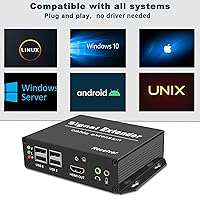 Vista 6 de Extensor KVM HDMI 4K sobre Cat5a/6 hasta 394 pies con salida de bucle, KVM IP remoto a través de Ethernet, 4 puertos USB 2.0 Hub, Plug & Play, IR