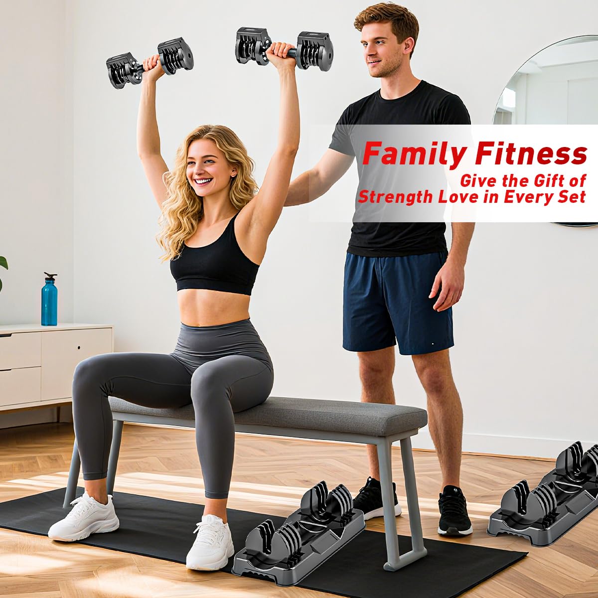 Adjustable Dumbbell Set of 2, 50/100 Free Weights Dumbbell Set | 5-in-1 Dumbbell Set, Quick-Lock Hand Weights, 25lbs/50lbs Pair, Anti-Slip Texture Handle, Home Gym for Men and Women
