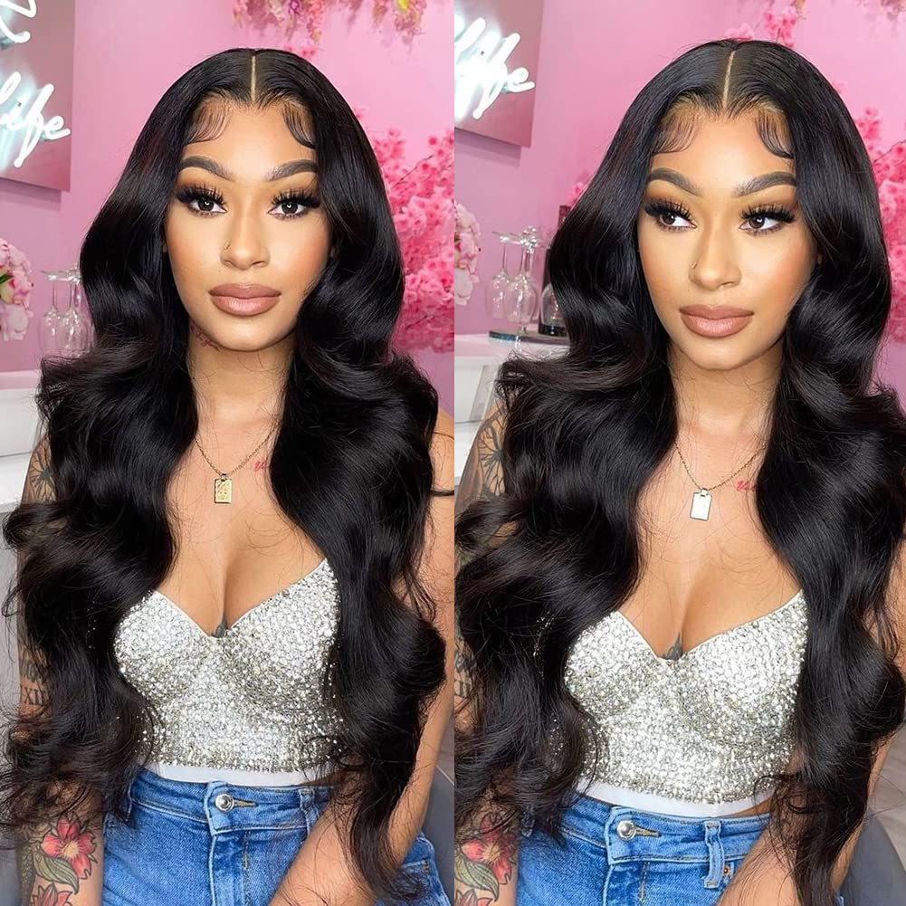 Aopusi Human Hair Bundles with Closure (16 18 20+14，Free Part) 100% Brazilian Human Hair Body Wave Bundles with Lace Closure Virgin Hair 3 Bundles with Closure Body Wave Weave