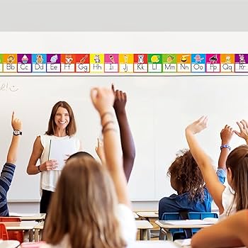 Amazon.com: OUNENO Alphabet Line Bulletin Board Set ABC Number 0