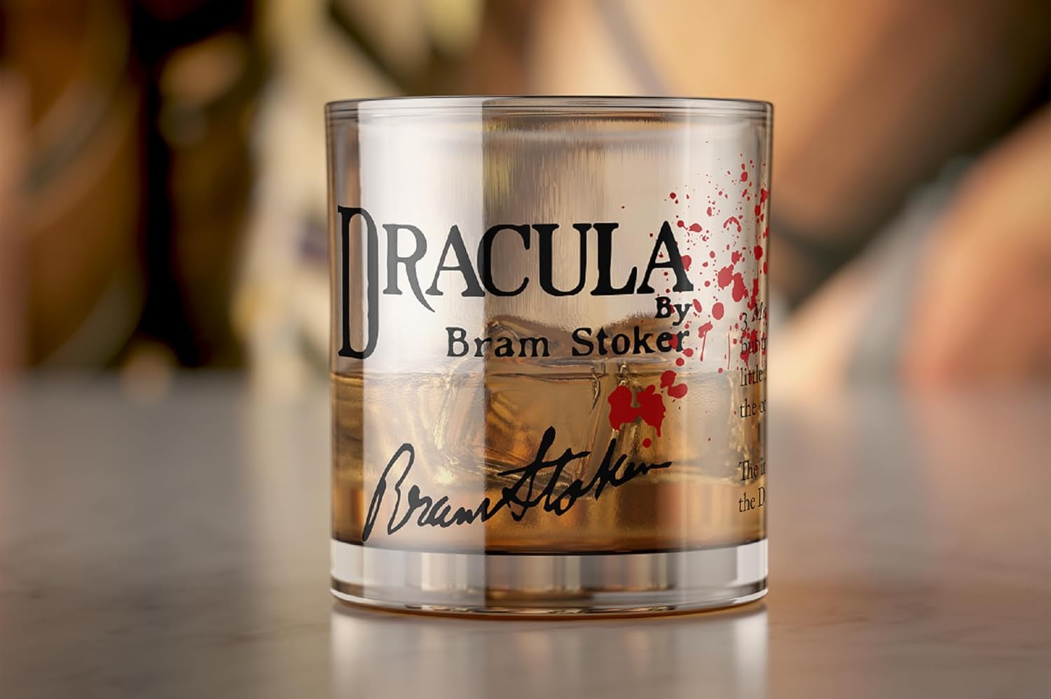 Well Told Classic Horror Literature Rocks Glass Set of 2 - Dracula by Bram Stoker and Frankenstein by Mary Shelley - Old Fashioned Whiskey Glass Gift for Book Lovers (11 oz), Halloween Party Favors