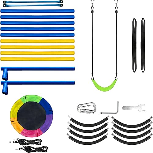 Miniatura 4 de Hisecome Juego de columpios de 2 asientos de 440 libras para patio trasero, 1 asiento de columpio de platillo y 1 asiento de columpio para cinturón