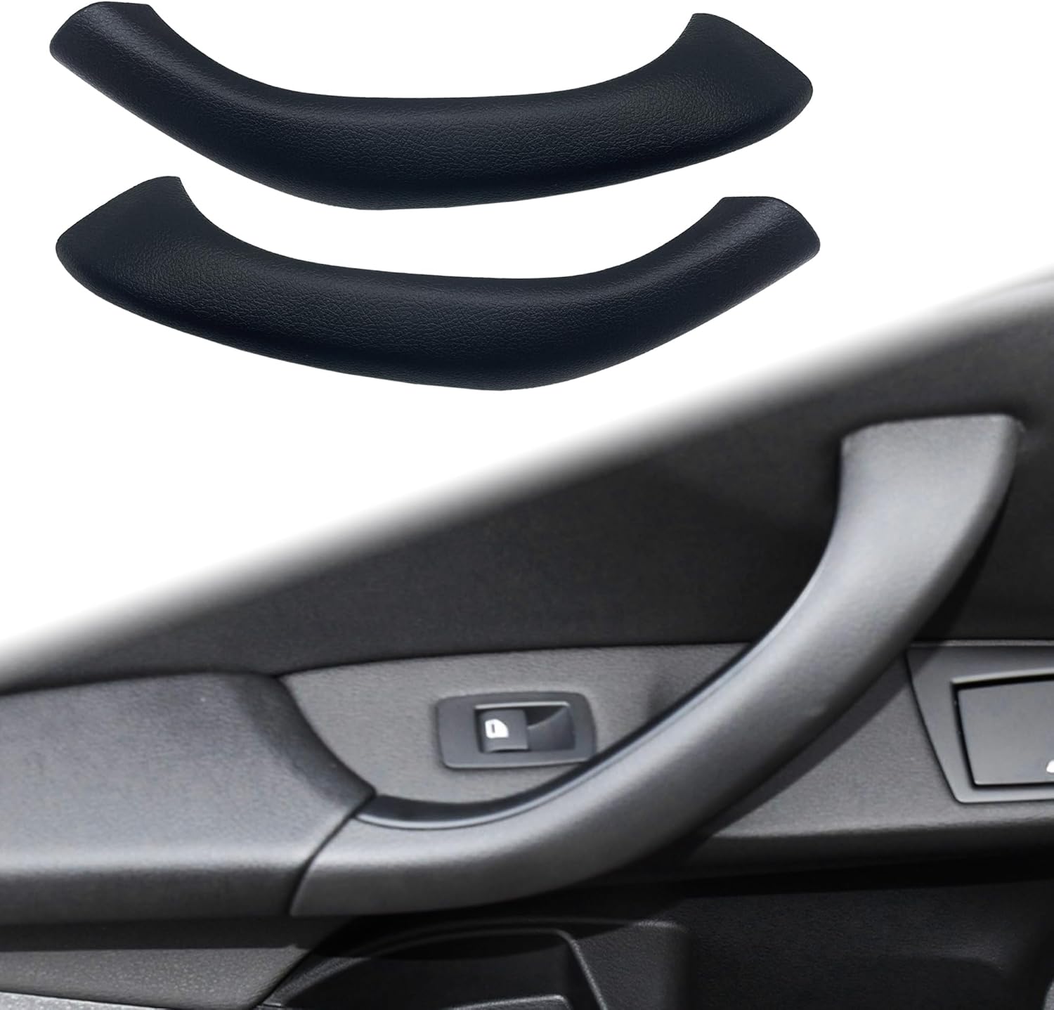 Interior Front Door Pull Panel Handle Cover Driver Passenger Side Pair Replacement Kit for BMW X1 F48 2016-2019, X2 F39 2018-2019 Inner Armrest (Black, 2pcs Left+Right)