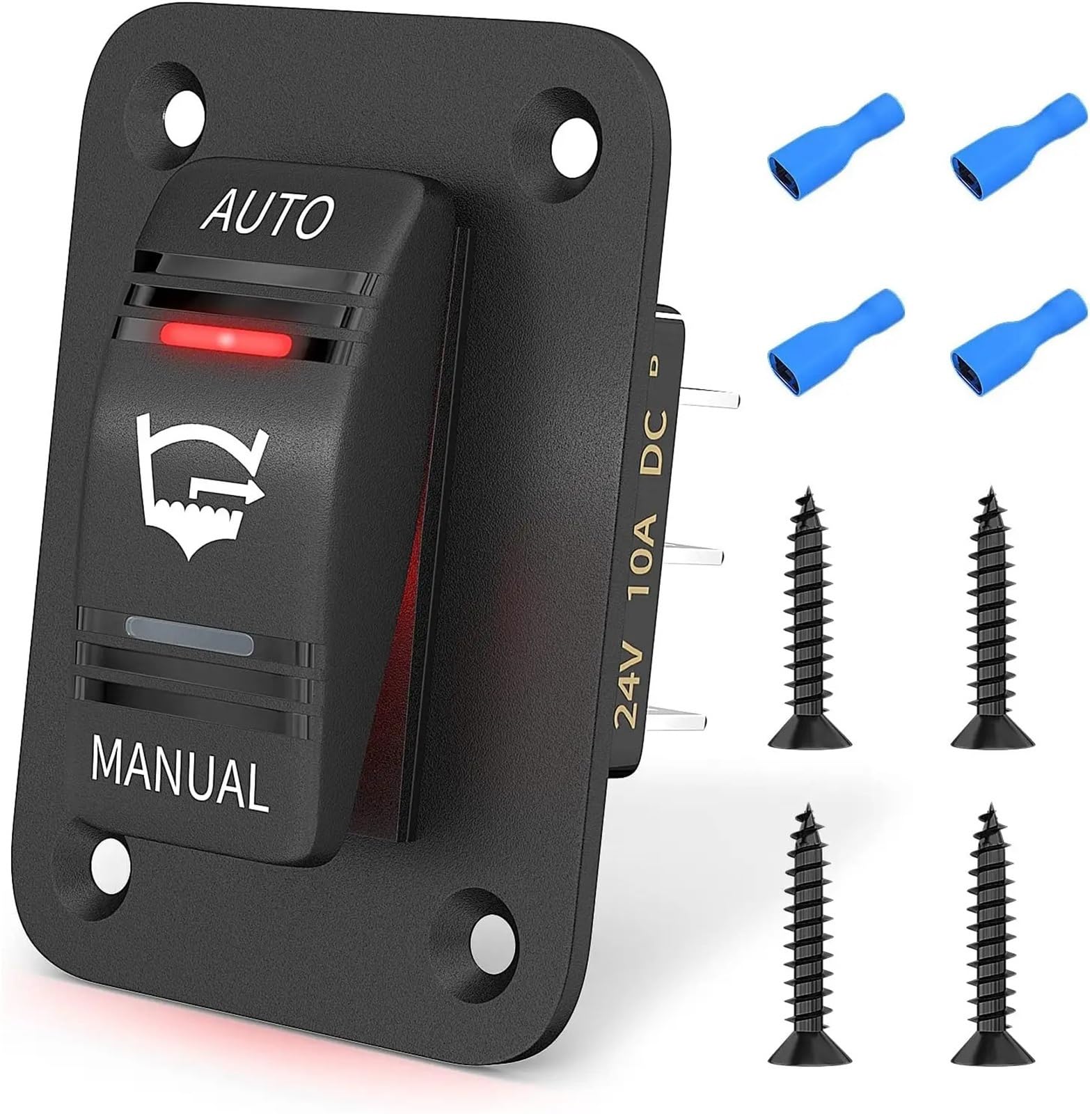 Interruttore a bilanciere for pompa di sentina a 3 vie, impermeabile, 12 V, 24 V, 4 pin, 20 A, SPDT, pannello interruttori for pompa di sentina automatico/spento/manuale con luce LED.