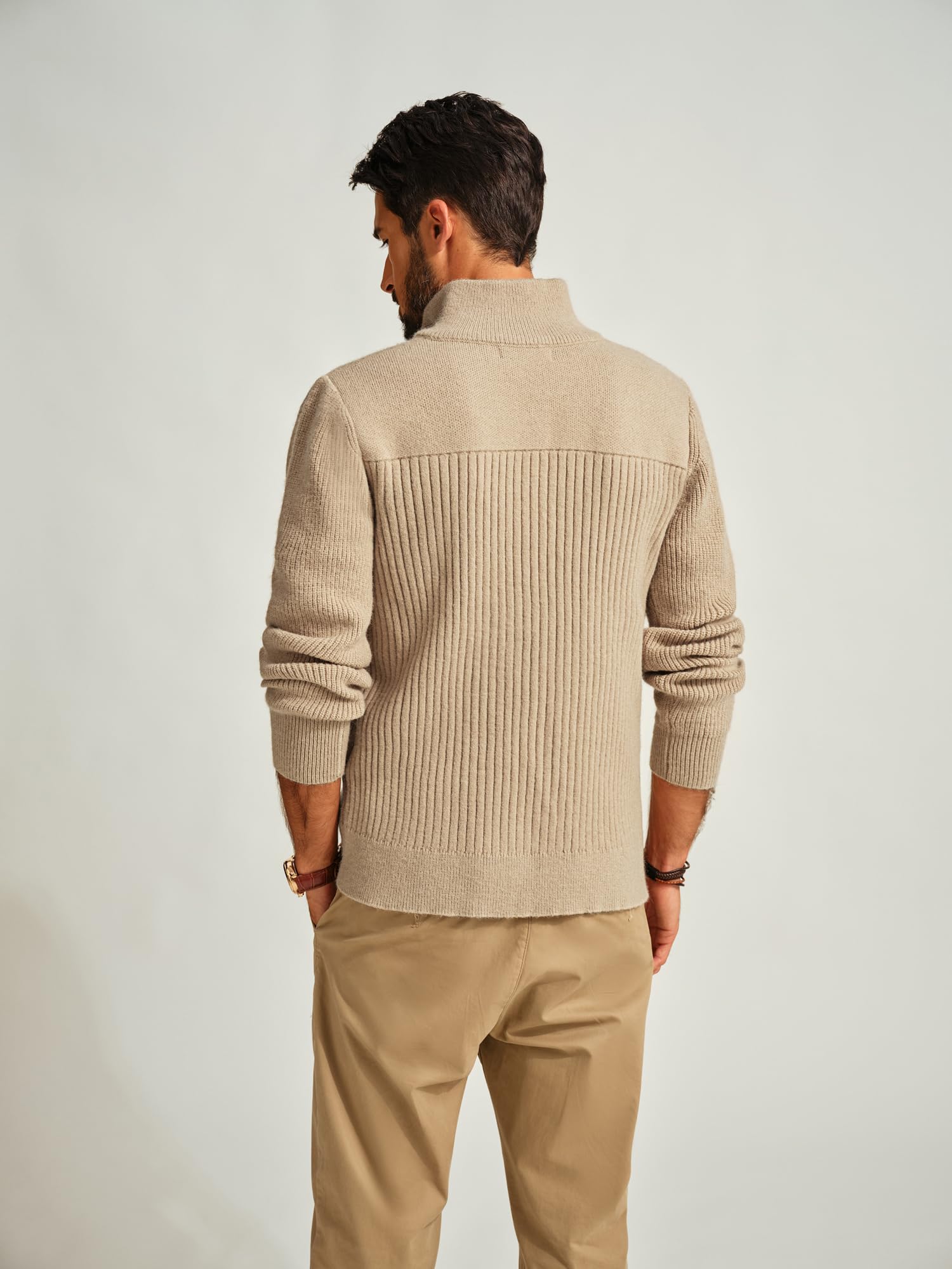 PJ PAUL JONES Cardigan à fermeture éclair intégrale pour homme - Col montant - Coupe droite