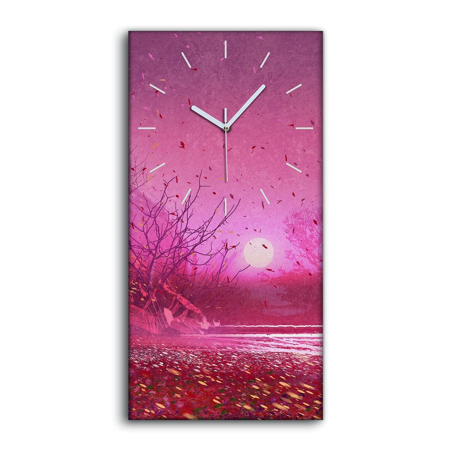 Horloge sur Toile 30x60cm Arbres Pétroliers avec Mains Blanches pour Salon