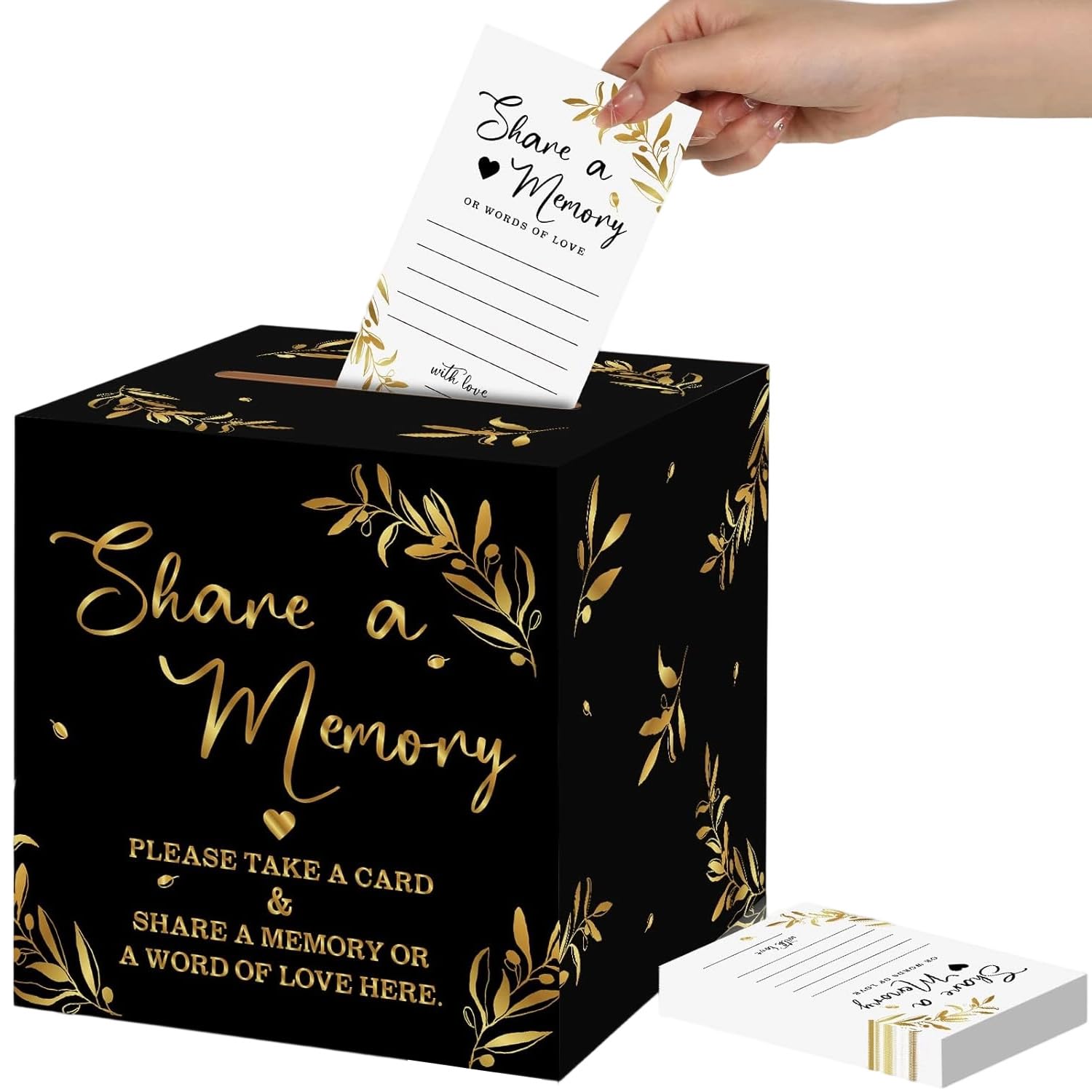 50Pcs Share a Memory Card with Box, Funeral Memorial Cards, Memory Book Cards for Funeral, Retirement, Memorial, Anniversary, Graduation, Birthday, Bridal Shower Game