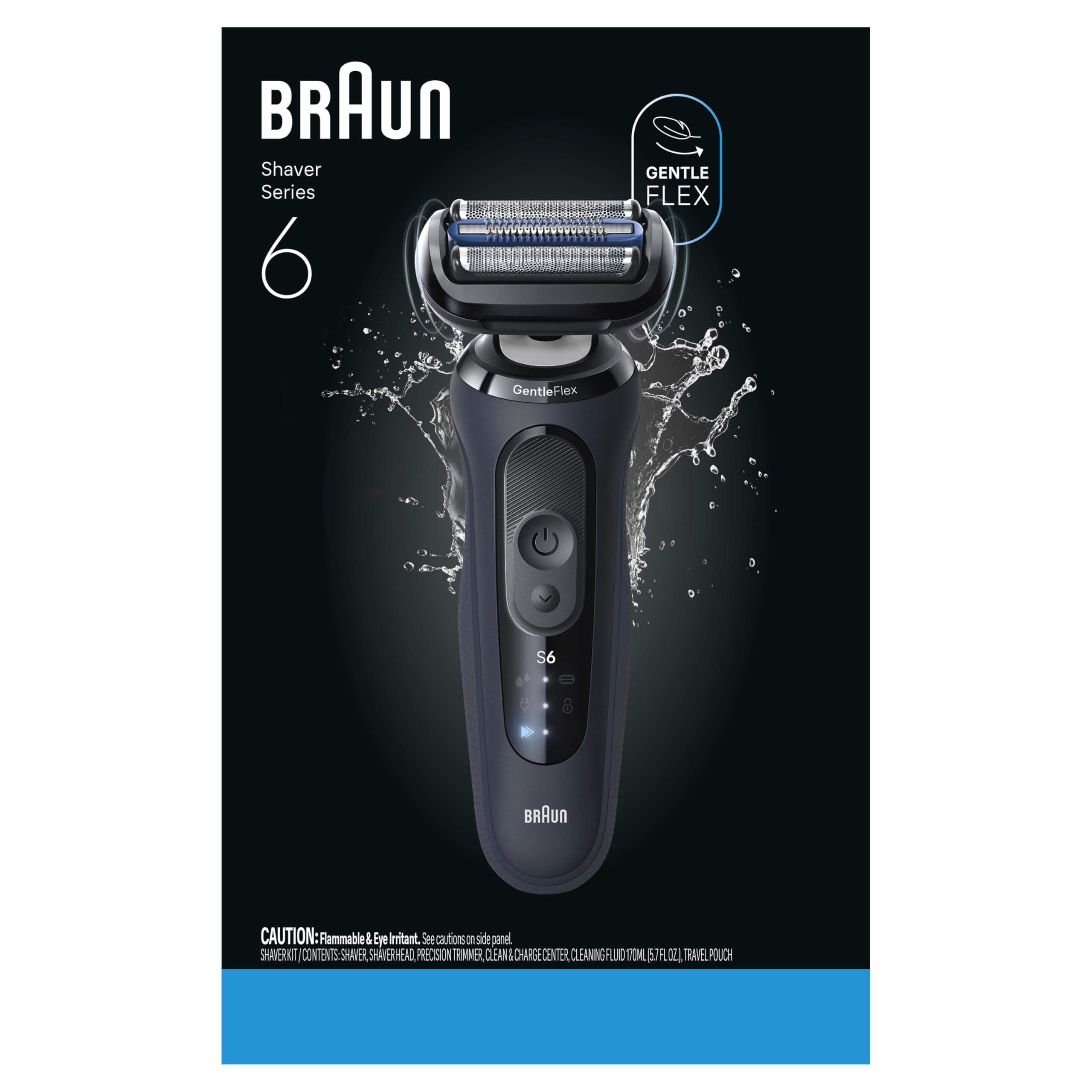 Braun Electric Razor for Men Series 6 with Precision Trimmer, Extra Shaver Head, 4-in-1 Clean & Charge Center, Travel Case, S6 6177ps
