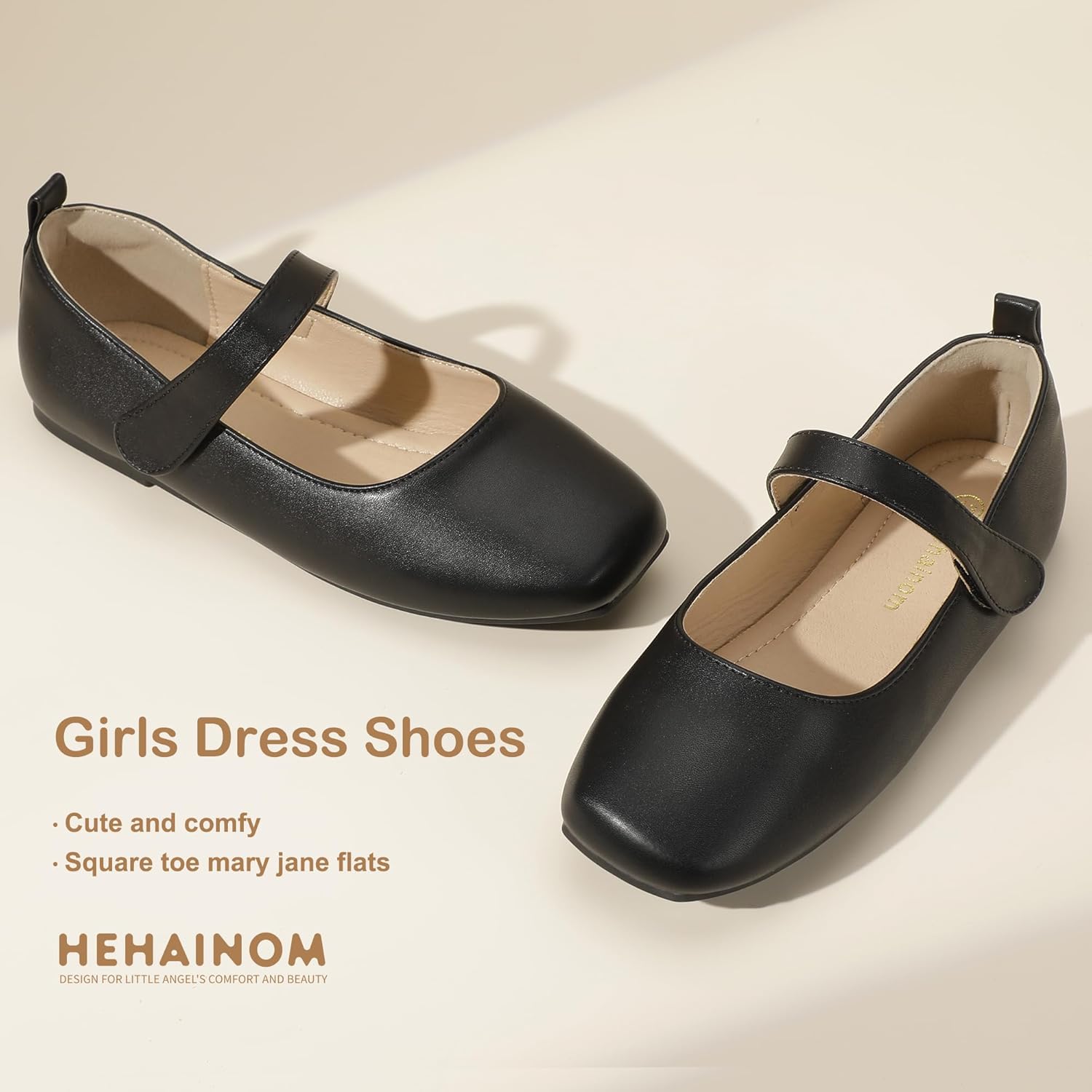 Hehainom Girls Dress Shoes Flower Girl Toddler Little Big Kids Square Toe Flats Mary Jane Wedding School Shoes - Image 5