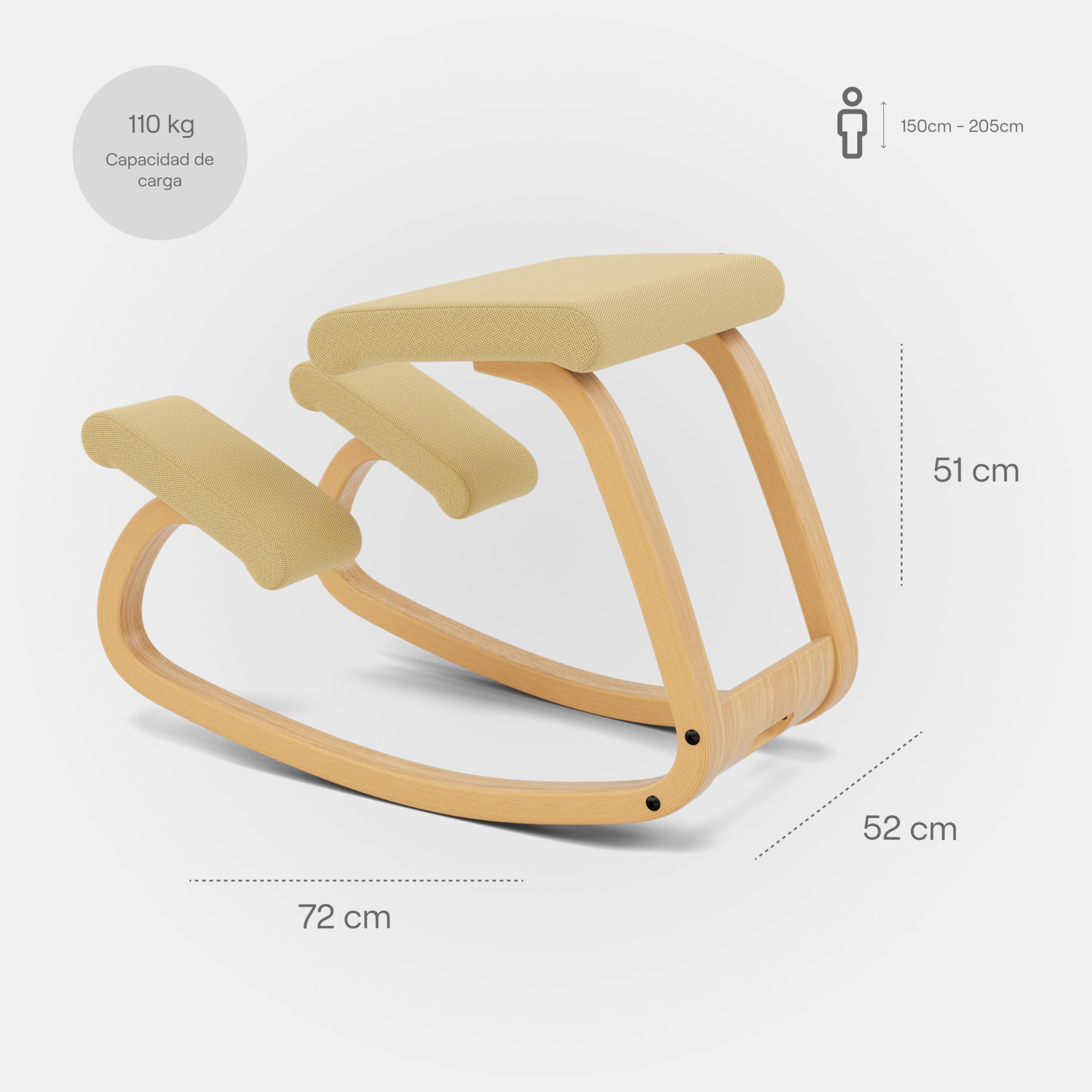 Varier Variable Silla Ergonómica de Rodillas para Escritorio | Silla ergonómica de rodillas sin respaldo con balanceo para una sedestación activa; asiento acolchado, soporta hasta 110 kg