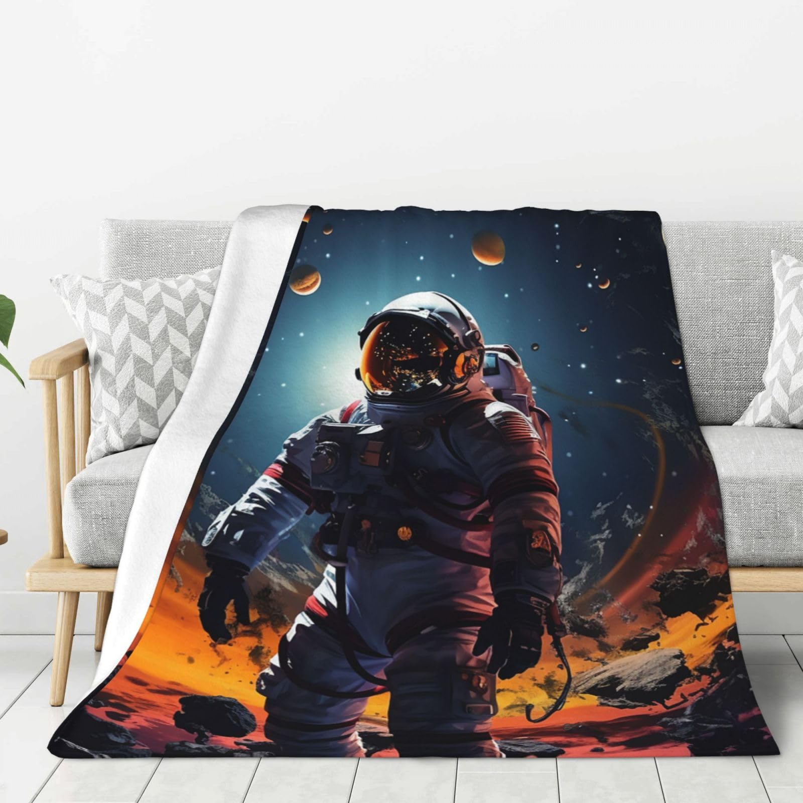 Couverture en flanelle astronaute 127x100 plaid polaire enfant jeté de lit