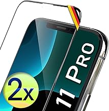 UTECTION 2 x Full Screen Full Glass 3D for iPhone 11 PRO - Perfect mounting thanks to frame - Premium screen protector 9H glass - Complete protection front - Film protection film protection glass - 2 pieces, [2x] Black