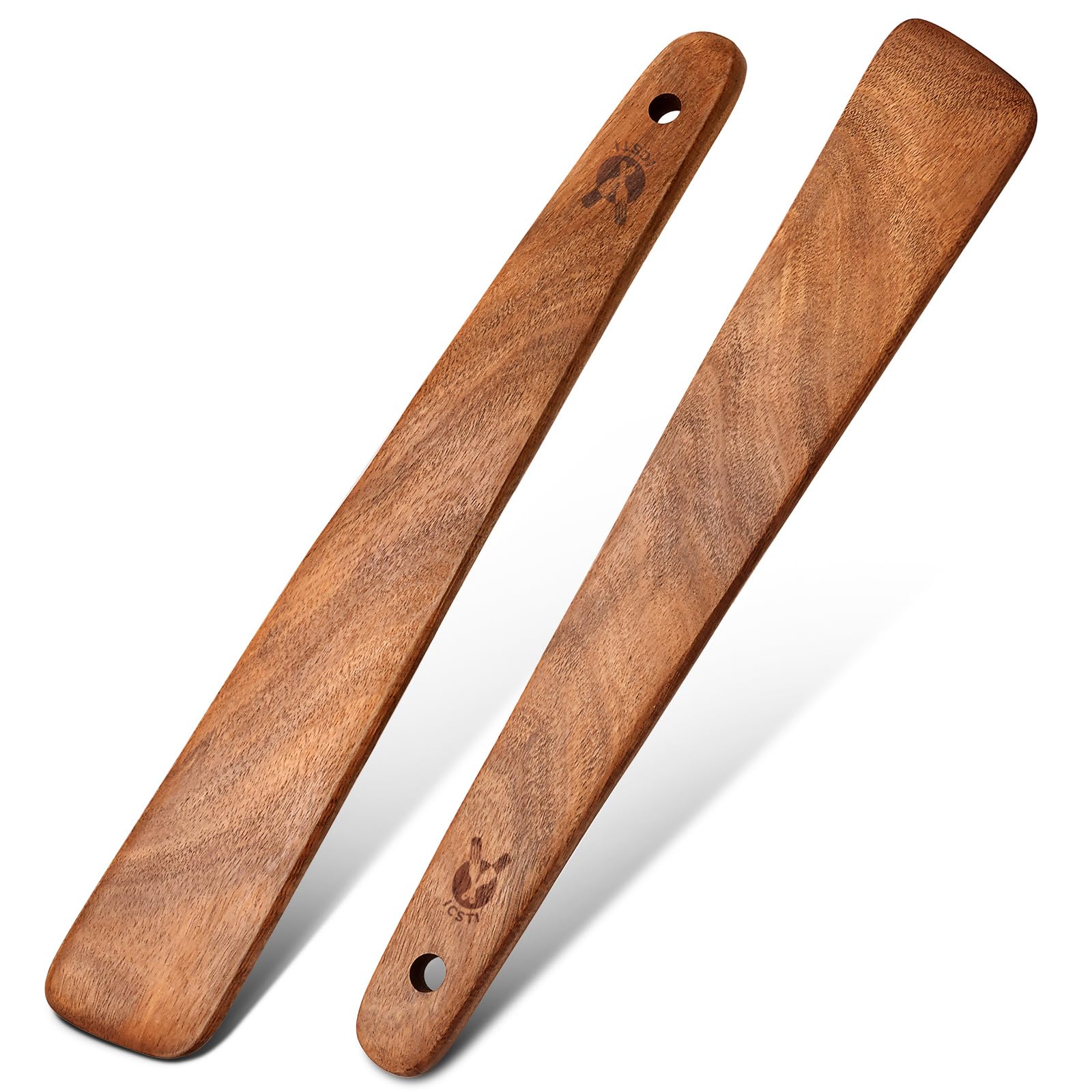 View 1 of 12 inch Teak Wooden Spatula for Cooking, Small Wood Flipper, Egg Scraper, Flat Wood Turner, Multipurpose Wooden Cooking Utensils, Spatulas Spoons Perfect for Flipping, Scraping & Turning, Set of 2