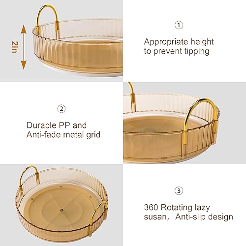 Miniatura 6 de YCIA&DONE Organizador de maquillaje giratorio de 360 grados y almacenamiento para tocador de encimera de 3 niveles, organizadores de cosméticos,