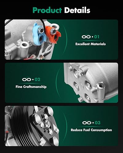 Miniatura 6 de SCITOO Compresor de CA de refrigeración rápida para Honda Civic 1.7L 2002-2005 38800PLMA021M2 38810PLMA12 638950 77613 1521923 1522071 DW77613