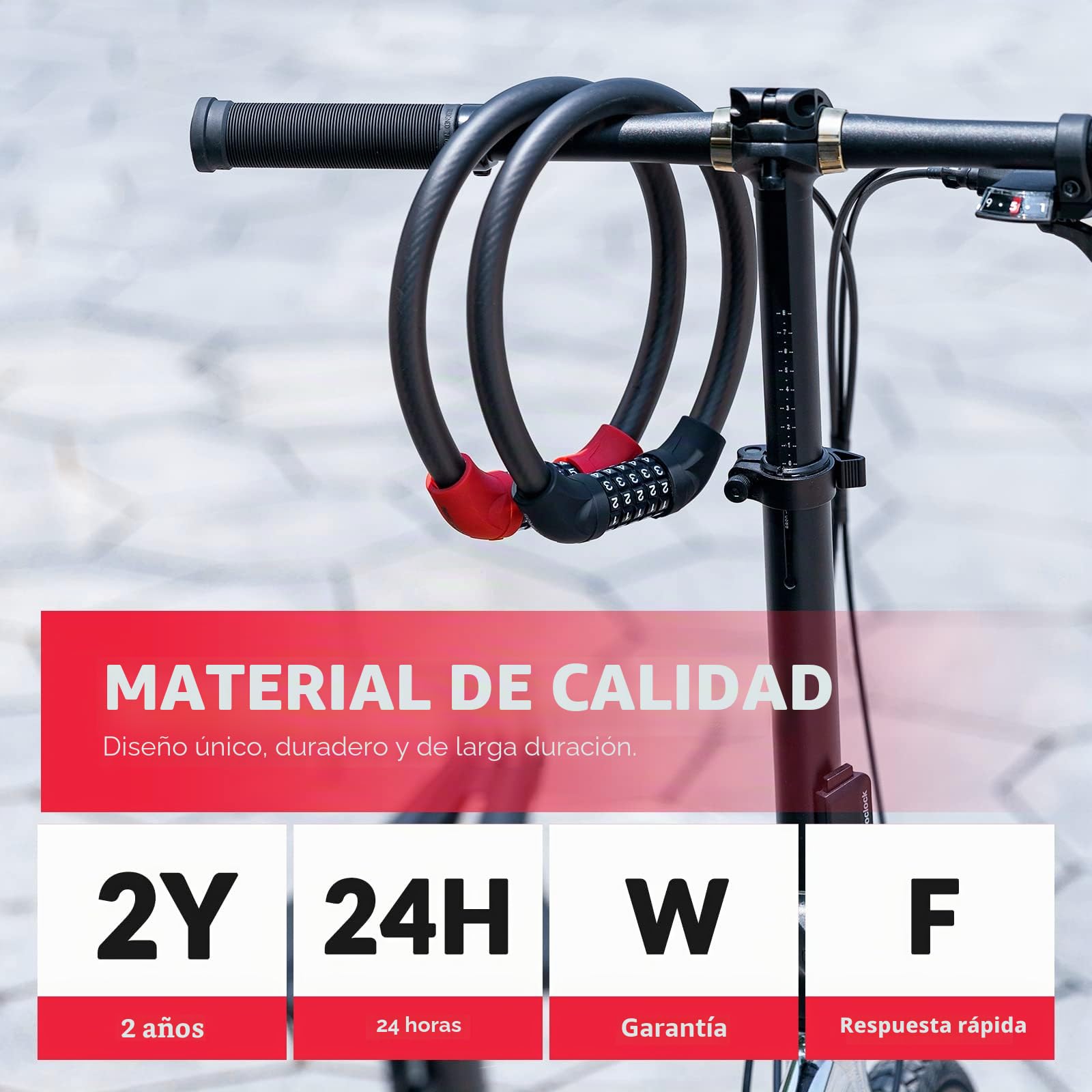 ROCKBROS Candado Combinación Bicicleta con Cable de Acero Flexible 1,2m Alta Seguridad, Candado de Cable Largo 5 Dígitos Antirrobo para MTB Scooter Motocicleta