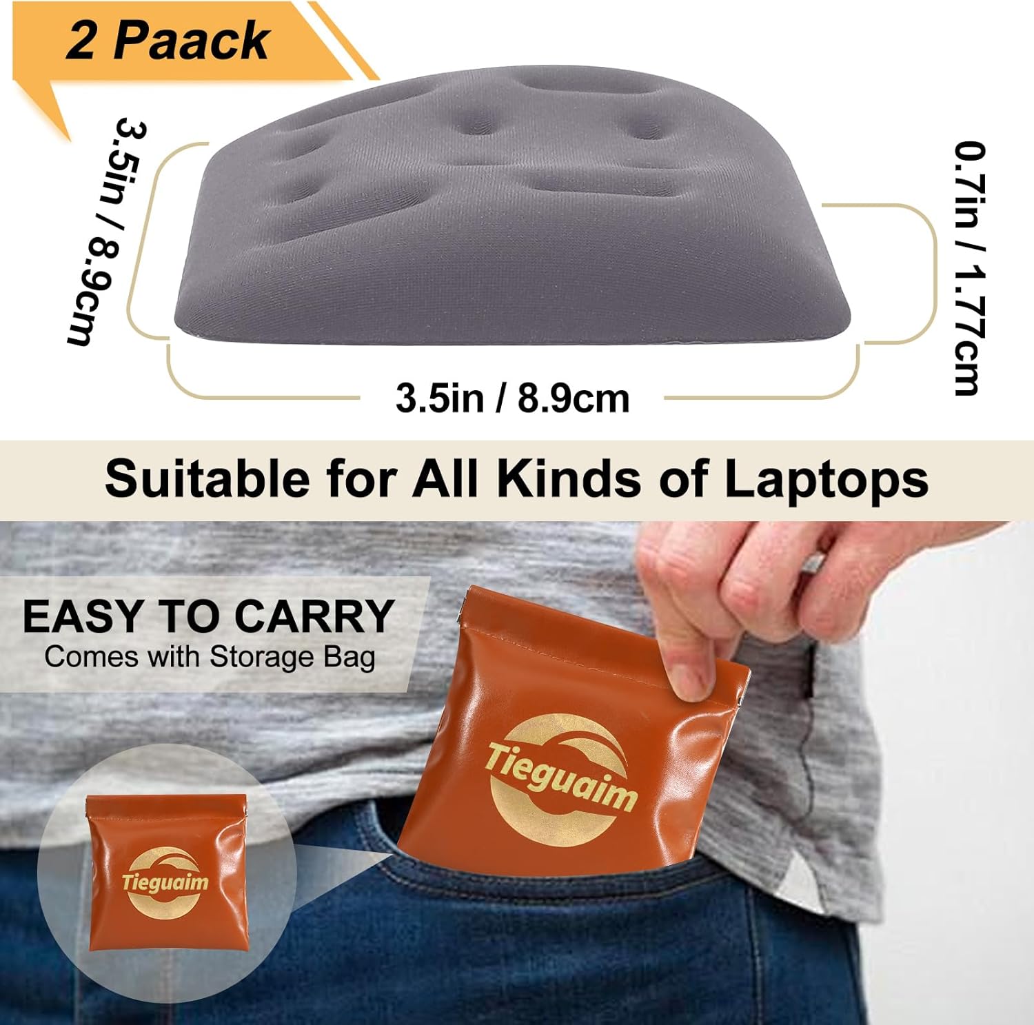 Ergonomic Wrist Rest for Laptop, Upgraded Laptop Wrist Support Pad for Computer Keyboard, Relieve Wrist Pain and Carpal Tunnel(Gray)