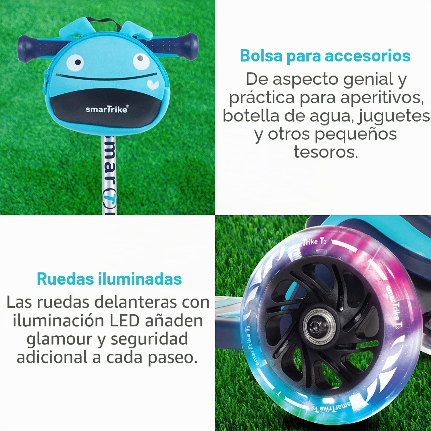 smarTrike T3 Kinderscooter Mit Led-leuchträder Und Snacktasche Patinete para niños, Unisex Adulto