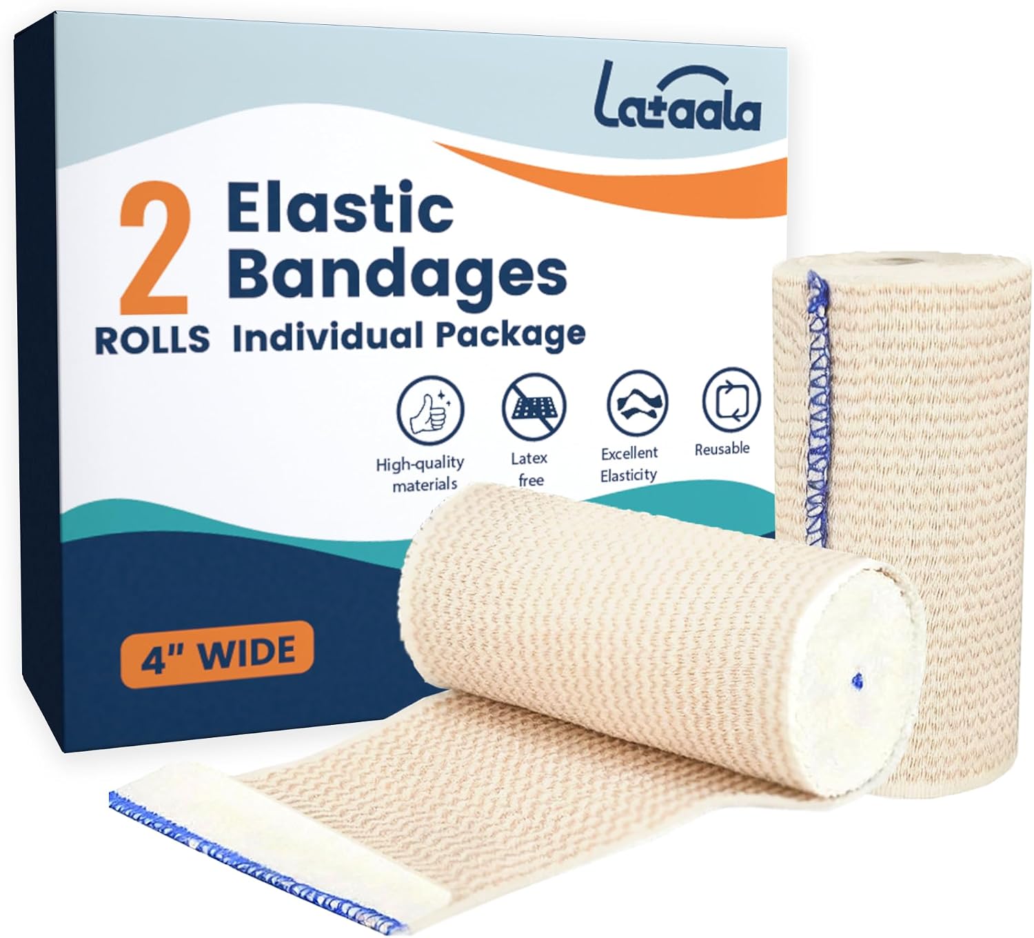 Premium Elastic Bandage Wrap,2 Pack 3",Compression Bandage for Legs, Ankle, Knee,Foot,Body,Support & First Aid for Sports,Cotton Latex-Free Compression Bandage with Dual Touch Closure