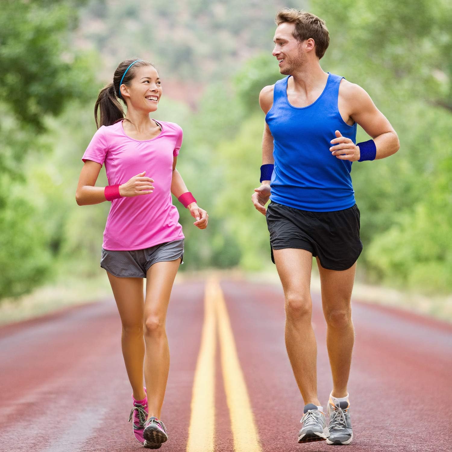 WILLBOND Wrist Sweatbands Sports for Football, Basketball, Running Athletic, Blue, 6 Piece