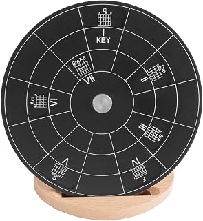Rockhouse Guitar Chord Wheel, Circle of Fifths Music Theory Tool with Wooden Stand, Portable Chord Chart Finder for Beginners, Musicians & Songwriters, Chord Progressions Learning