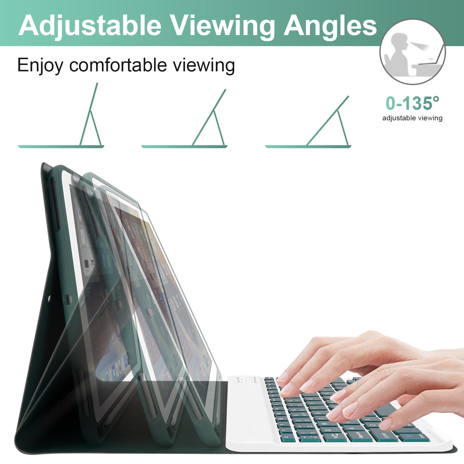 iPad Pro 12,9′′ (6./5./4./3. Generation) Magnetische Rebound Tastaturhülle 360 - US Layout-Black